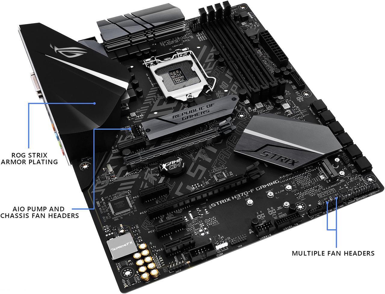 Alt view image 2 of 7 - ASUS ROG Strix H370-F Gaming LGA1151 (300 Series) DDR4 DP HDMI DVI M.2 ATX Motherboard with USB 3.1 Gen2
