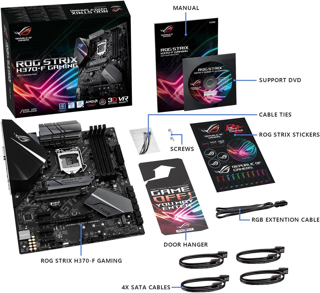 Alt view image 6 of 7 - ASUS ROG Strix H370-F Gaming LGA1151 (300 Series) DDR4 DP HDMI DVI M.2 ATX Motherboard with USB 3.1 Gen2