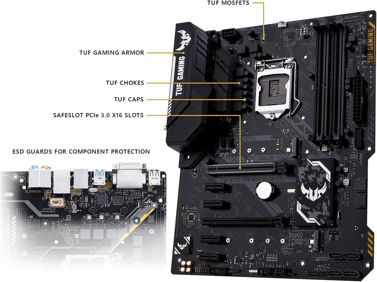 Alt view image 3 of 7 - ASUS TUF H370-Pro Gaming (WI-FI) LGA 1151 (300 Series) Intel H370 HDMI SATA 6Gb/s USB 3.1 ATX Intel Motherboard