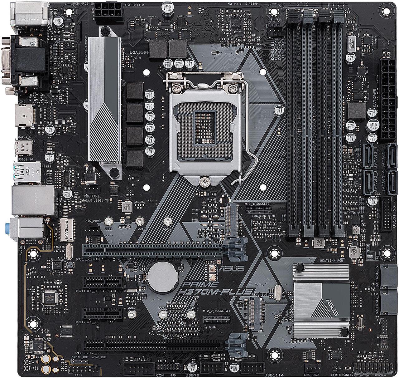 Main image of ASUS Prime H370M-Plus/CSM LGA1151 (300 Series) DDR4 HDMI DVI VGA M.2 mATX Motherboard