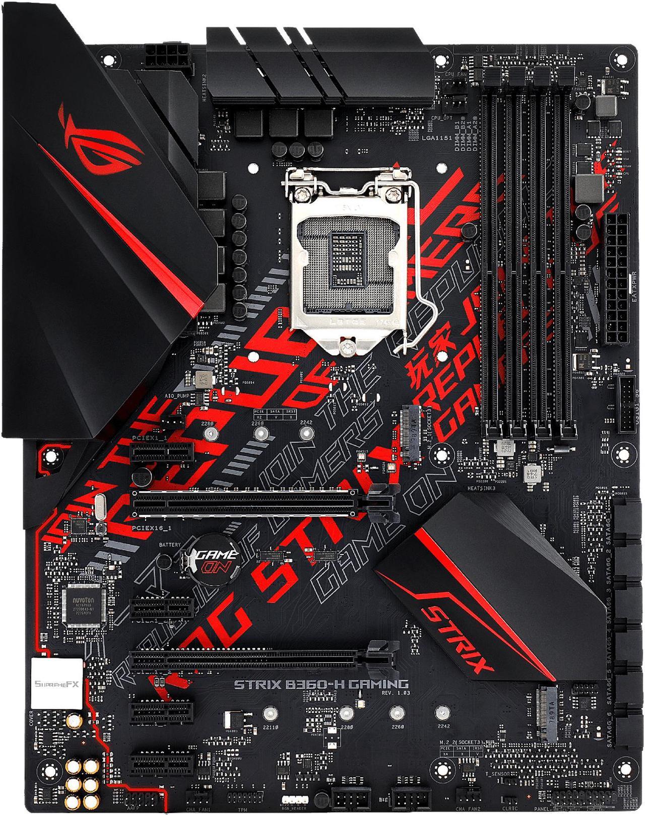 Main image of ASUS ROG STRIX B360-H GAMING LGA1151 (300 Series) DDR4 HDMI DVI M.2 ATX Motherboard