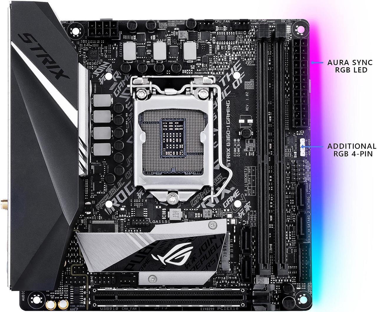 Alt view image 3 of 6 - ASUS ROG STRIX B360-I GAMING LGA1151 (300 Series) DDR4 DP HDMI M.2 Mini-ITX Motherboard