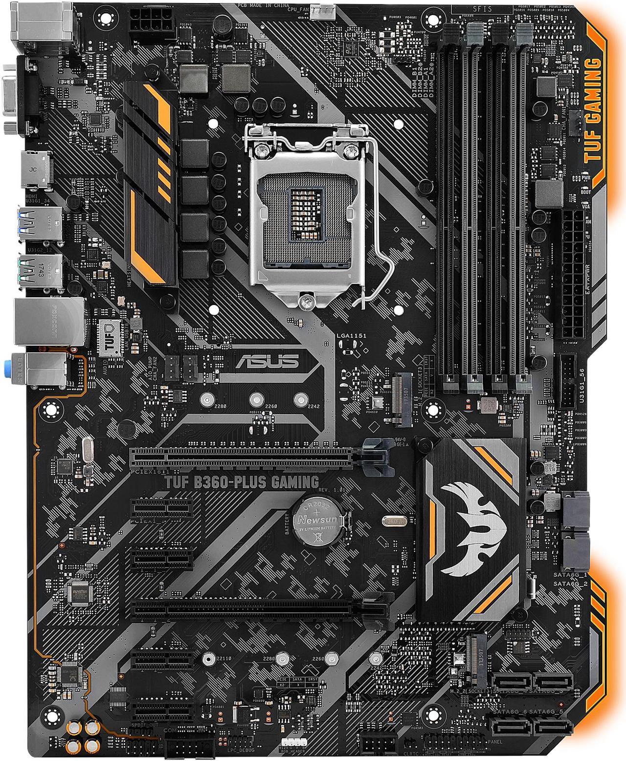 ASUS TUF B360-Plus Gaming LGA1151 (300 Series) DDR4 HDMI VGA M.2 ATX Motherboard