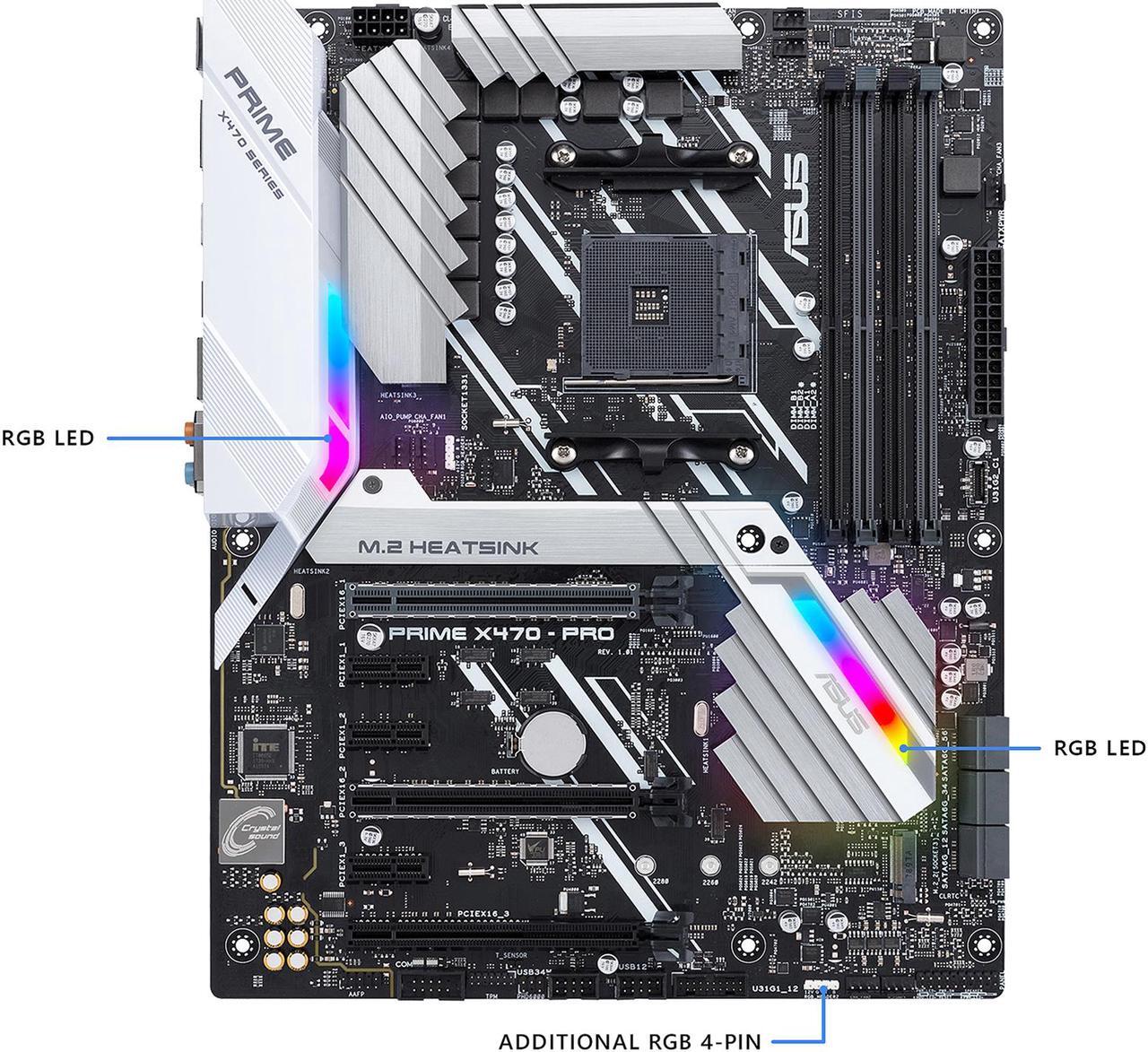 Alt view image 2 of 6 - ASUS Prime X470-Pro AM4 AMD X470 ATX AMD Motherboard