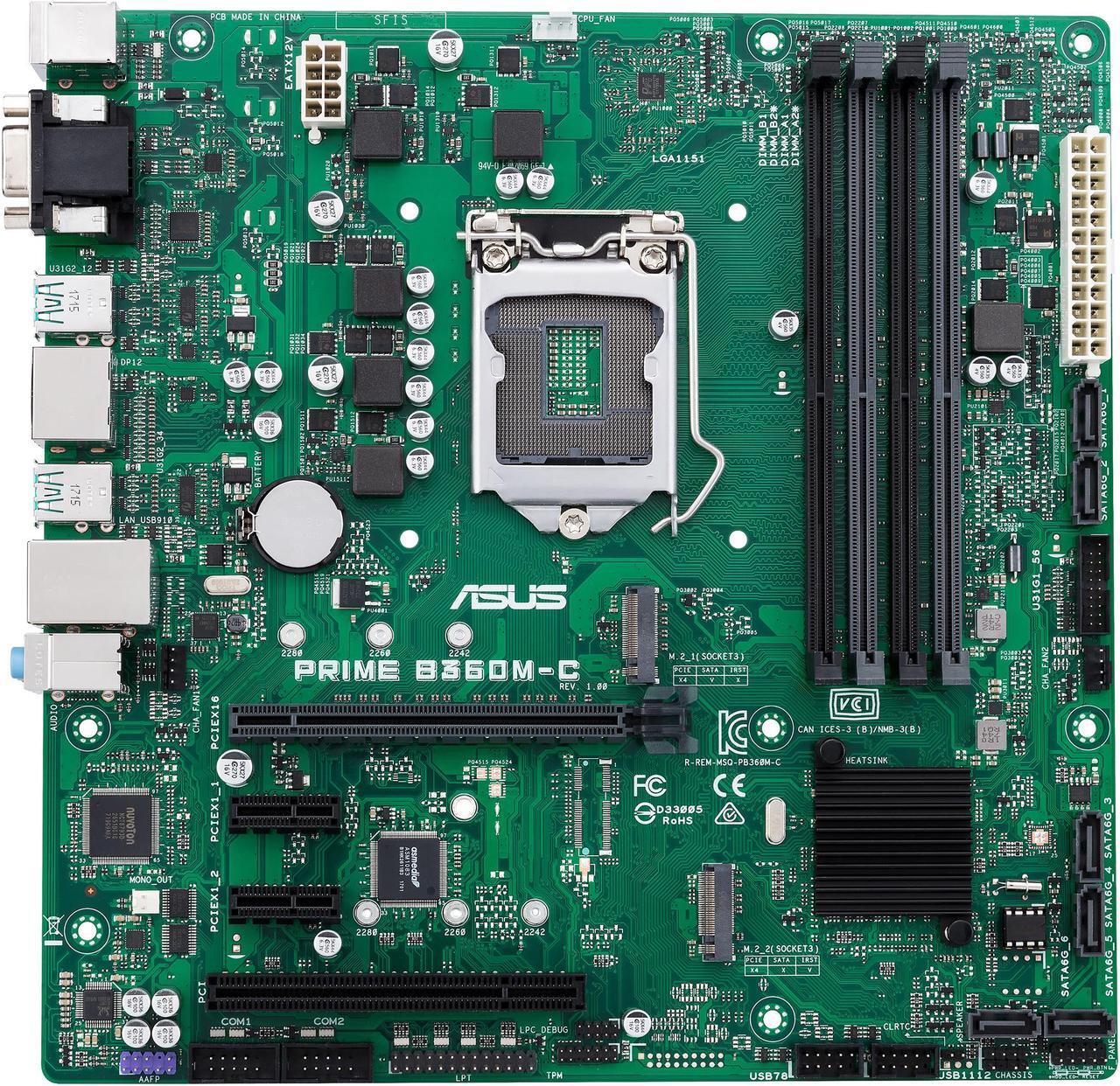 Main image of ASUS PRIME B360M-C/CSM LGA 1151 (300 Series) Intel B360 SATA 6Gb/s Micro ATX Intel Motherboard