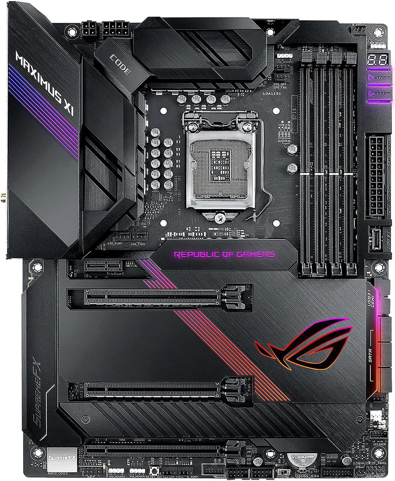 Alt view image 2 of 7 - ASUS ROG Maximus XI Code Z390 Gaming Motherboard LGA1151 (Intel 8th and 9th Gen) ATX DDR4 HDMI M.2 USB 3.1 Gen2 Onboard 802.11 ac Wi-Fi