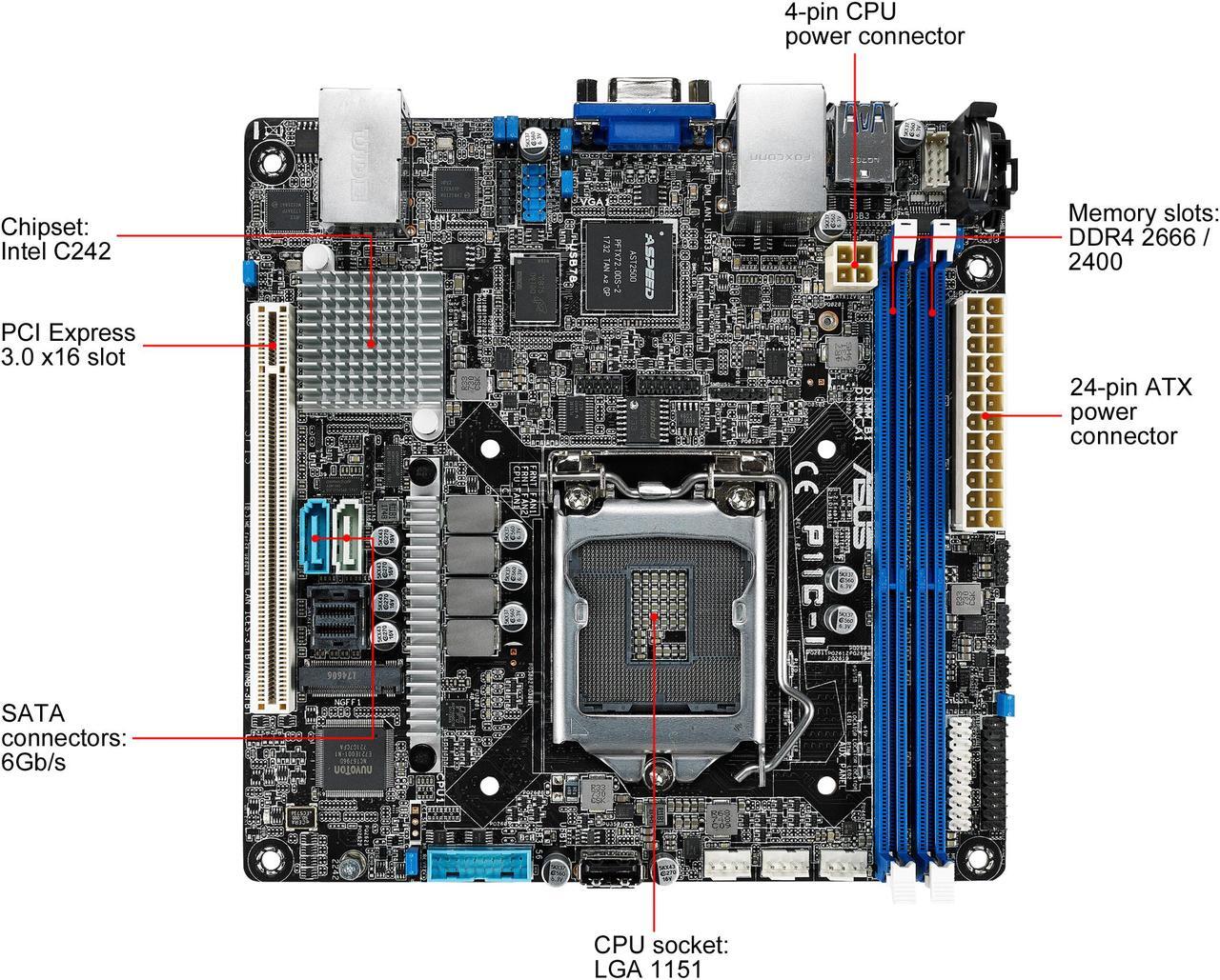 Alt view image 2 of 5 - ASUS P11C-I Mini ITX Server Motherboard LGA 1151 Intel C242