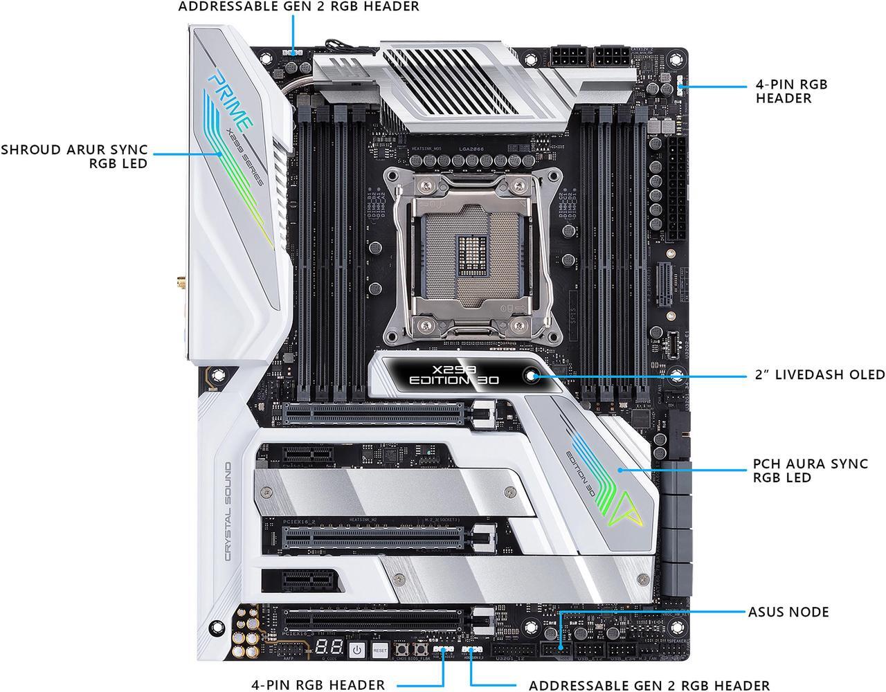 Main image of ASUS Prime X299 Edition 30 LGA 2066 Intel X299 ATX Intel Motherboard