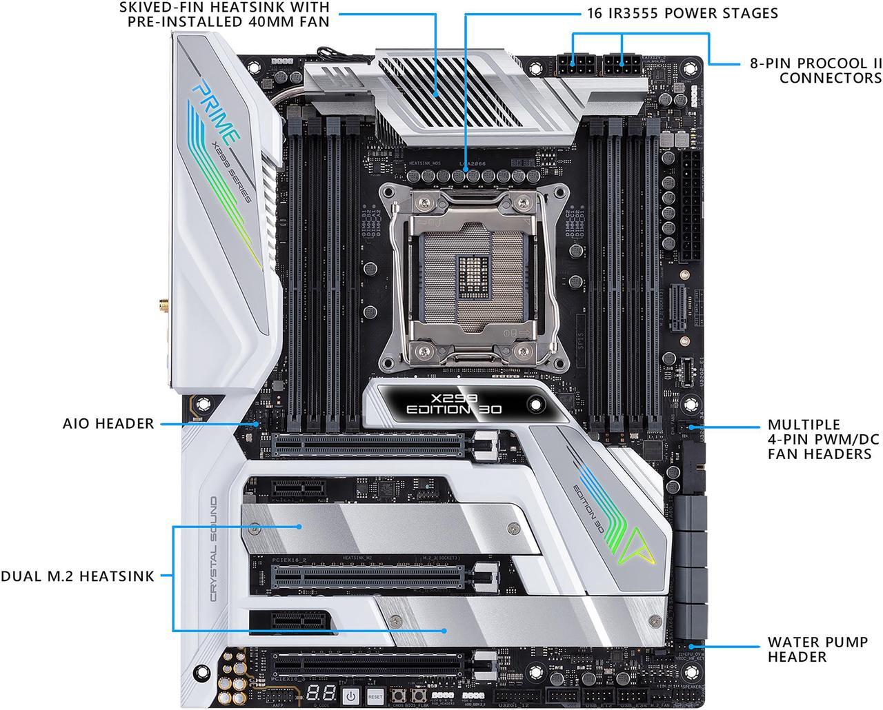 Alt view image 2 of 6 - ASUS Prime X299 Edition 30 LGA 2066 Intel X299 ATX Intel Motherboard