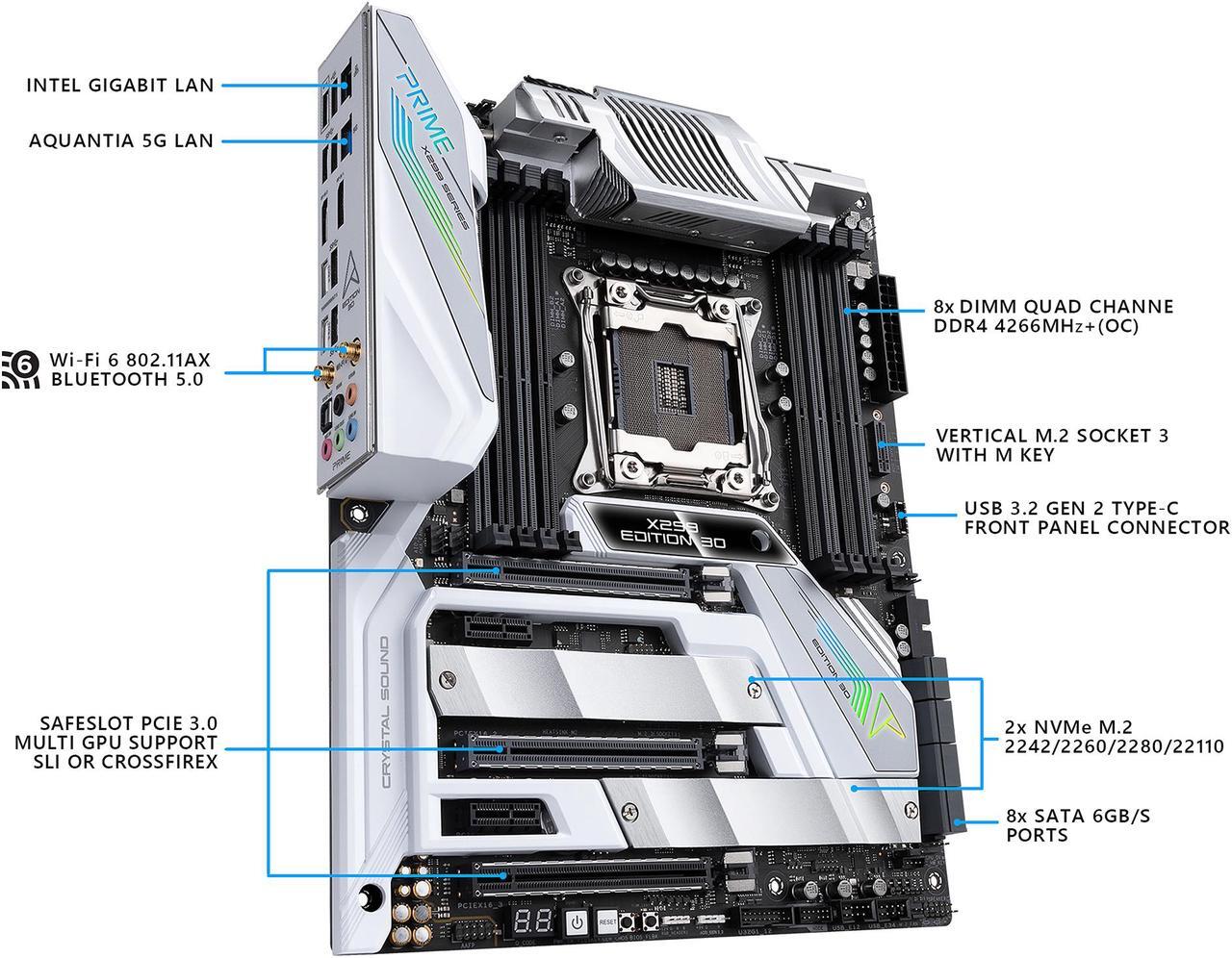 Alt view image 3 of 6 - ASUS Prime X299 Edition 30 LGA 2066 Intel X299 ATX Intel Motherboard