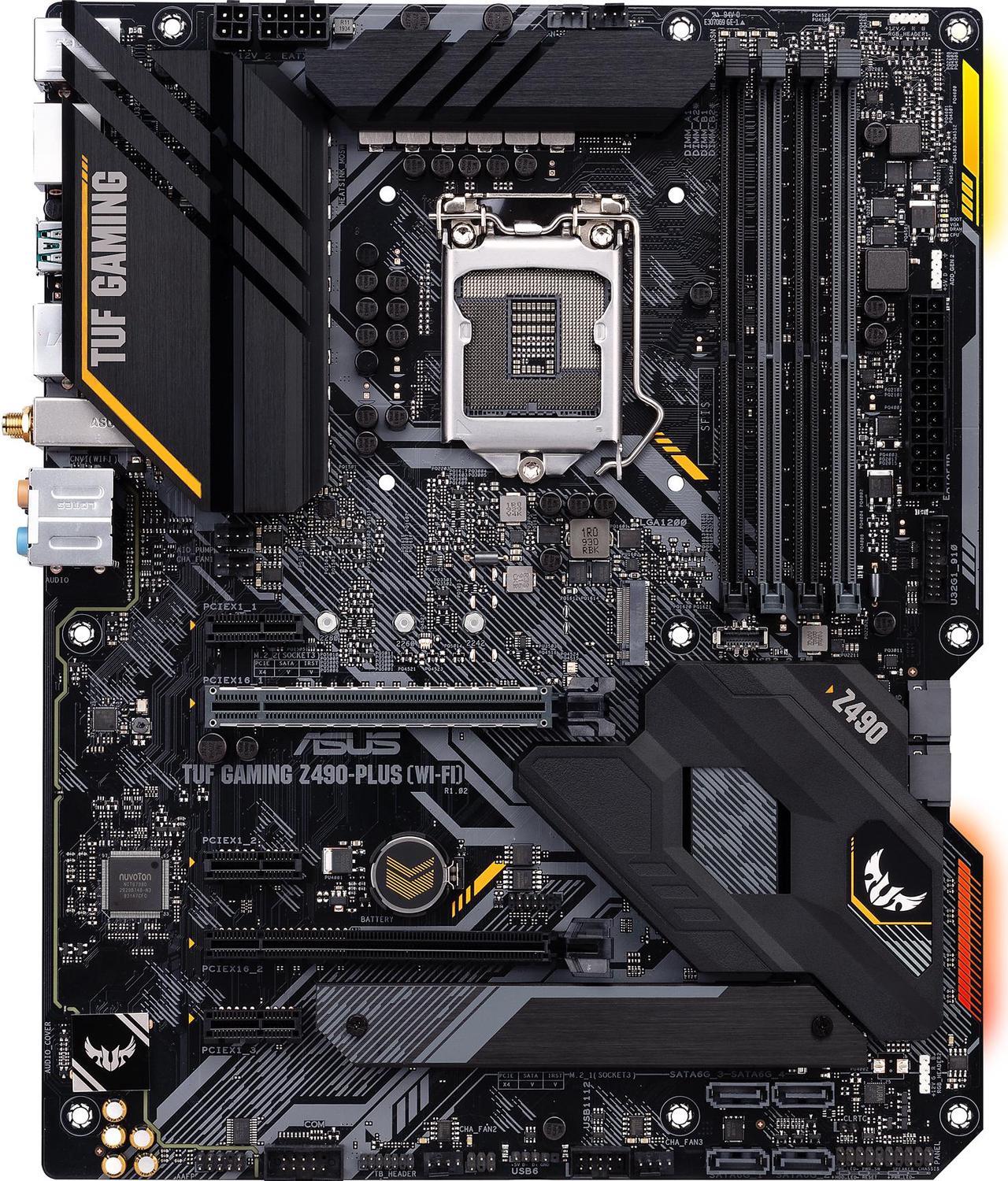 ASUS TUF GAMING Z490-PLUS (WI-FI) LGA 1200 (Intel 10th Gen) Intel Z490 (WiFi 6) SATA 6Gb/s ATX Intel Motherboard (Dual M.2, 12+2 Power Stages, USB 3.2 Front Panel Type-C, Intel WiFi 6 & 1Gb LAN, Aura Sync)