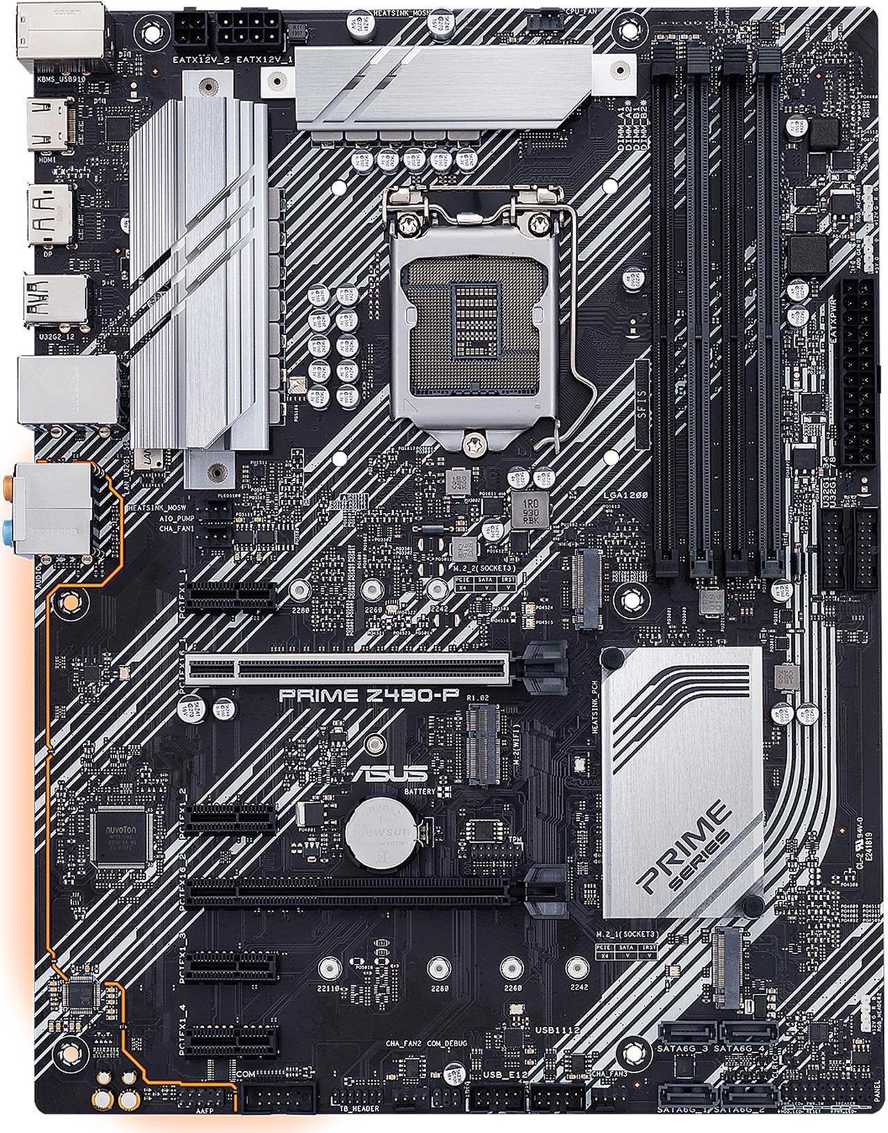 ASUS PRIME Z490-P LGA 1200 (Intel 10th Gen) Intel Z490 SATA 6Gb/s ATX Intel Motherboard (Dual M.2, DDR4 4600, 1Gb Ethernet, USB 3.2 Gen 2 USB Type-A, Thunderbolt 3 Support, Aura Sync RGB)