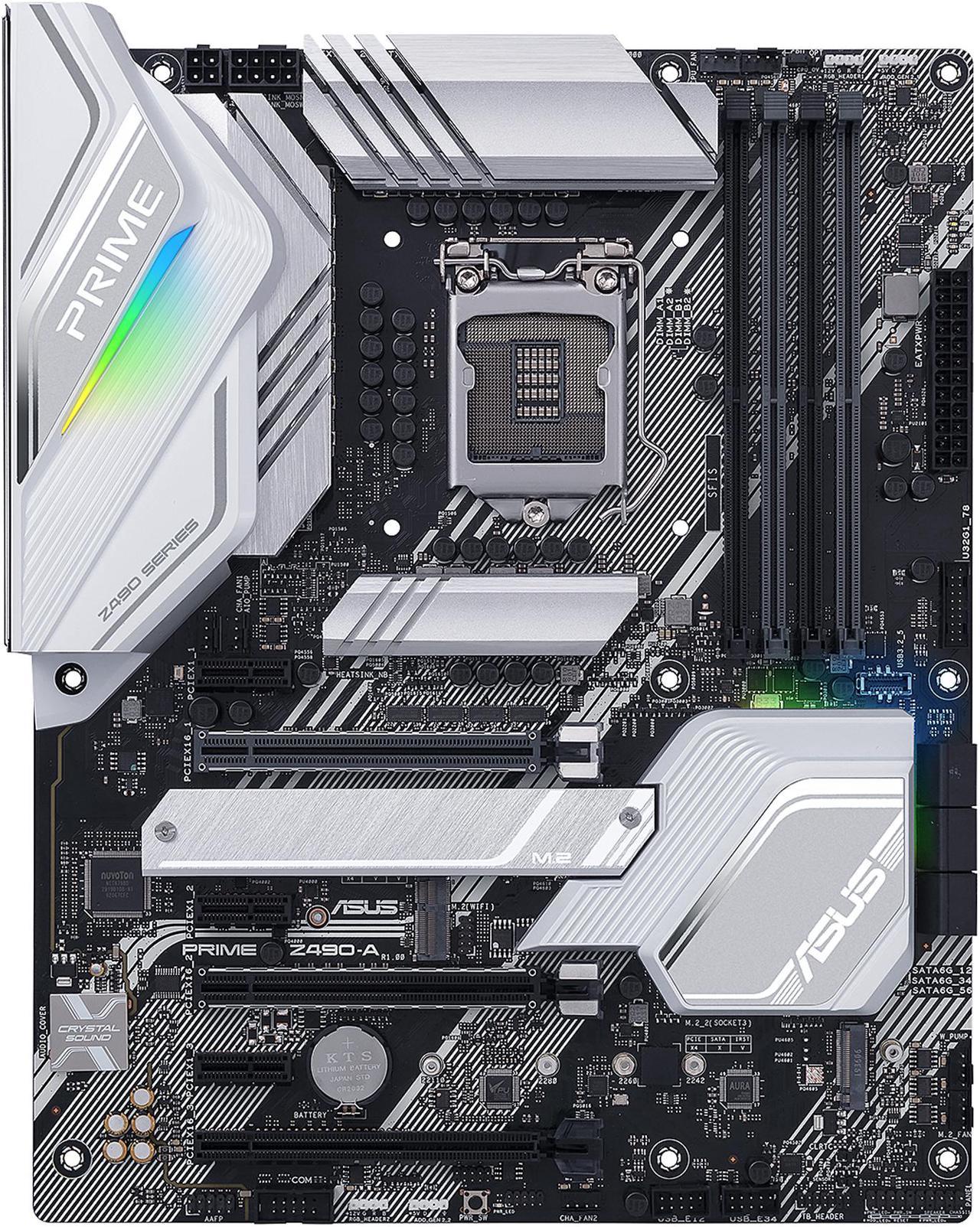 ASUS PRIME Z490-A LGA 1200 (Intel 10th Gen) Intel Z490 SATA 6Gb/s ATX Intel Motherboard (14 DrMOS Power Stages, Dual M.2, Intel 2.5Gb Ethernet, USB 3.2 Front Panel Type-C, Thunderbolt 3 Support, Aura Sync RGB)