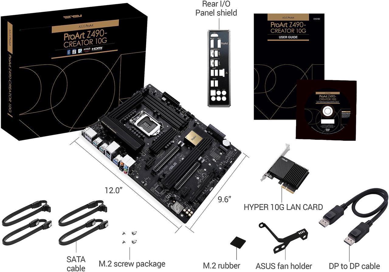 Alt view image 6 of 7 - ASUS ProART Z490-CREATOR 10G LGA 1200 Intel Z490 SATA 6Gb/s ATX Intel Motherboard (12+2 Power Stages, DDR4 4600, 10G LAN Card, 2.5G Intel LAN, Thunderbolt 3 Type-C, M.2, USB 3.2 Gen 2)