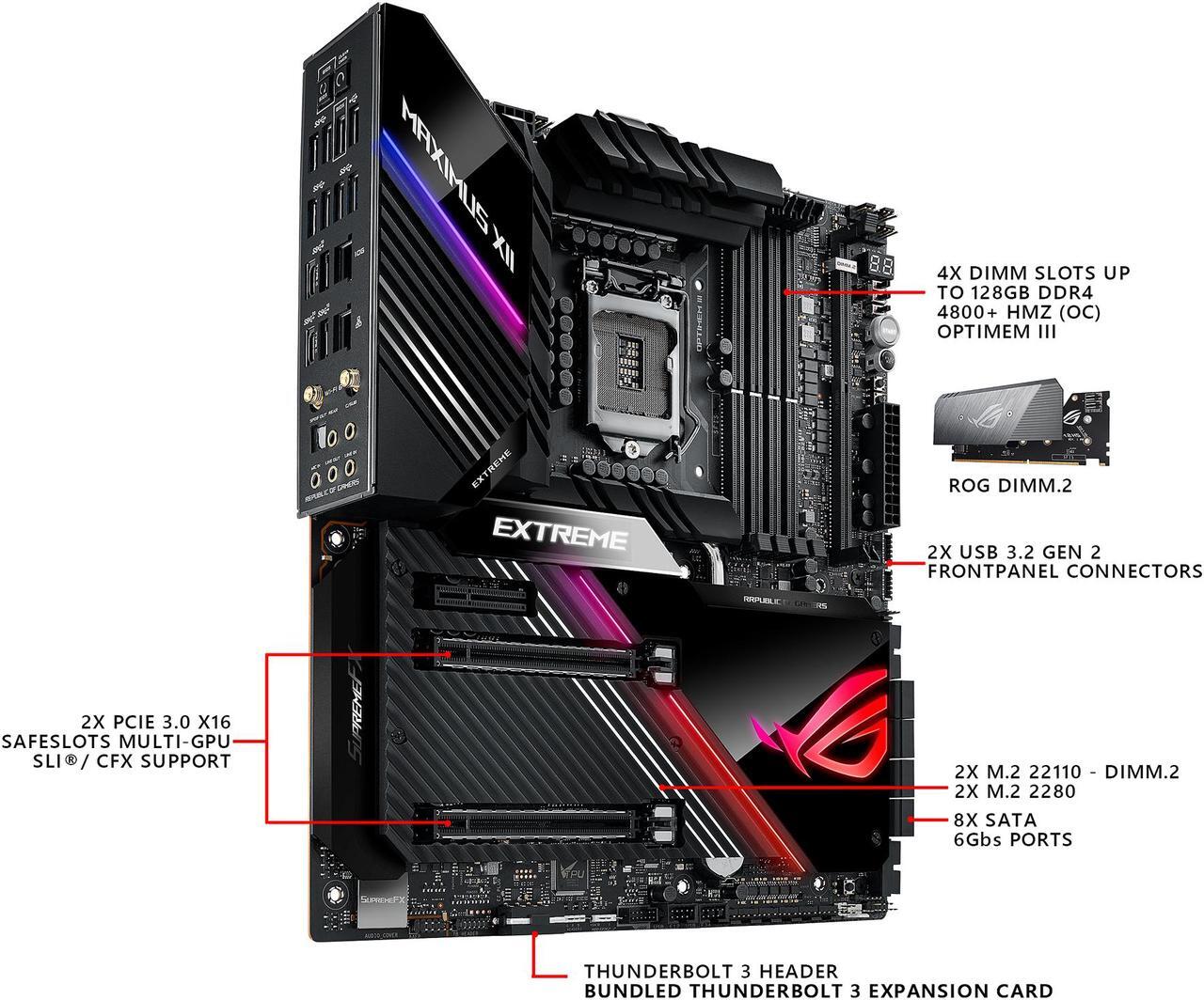 Alt view image 2 of 6 - ASUS ROG MAXIMUS XII EXTREME (WiFi 6) LGA 1200 Intel Z490 SATA 6Gb/s Extended ATX Intel Motherboard (16 Power Stages, Quad M.2, 10Gbps & Intel 2.5Gb LAN, Bundled Fan Extension Card II & ThunderboltEX 3-TR Card, 2" Livedash OLED)