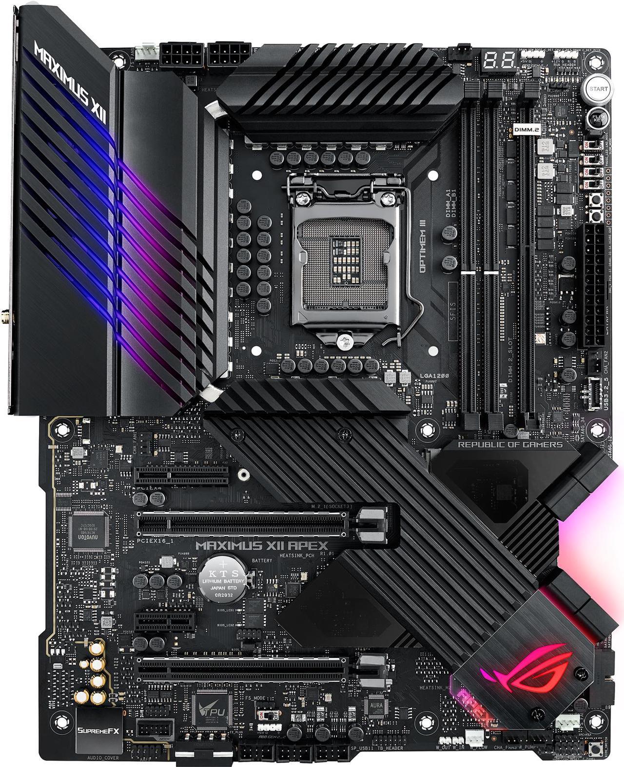 ASUS ROG MAXIMUS XII APEX (WiFi 6) LGA 1200 Intel Z490 SATA 6Gb/s ATX Intel Motherboard (16 Power Stages, DDR4 4800, Intel 2.5Gb LAN, DIMM.2, USB 3.2 Gen 2 and Aura Sync RGB)