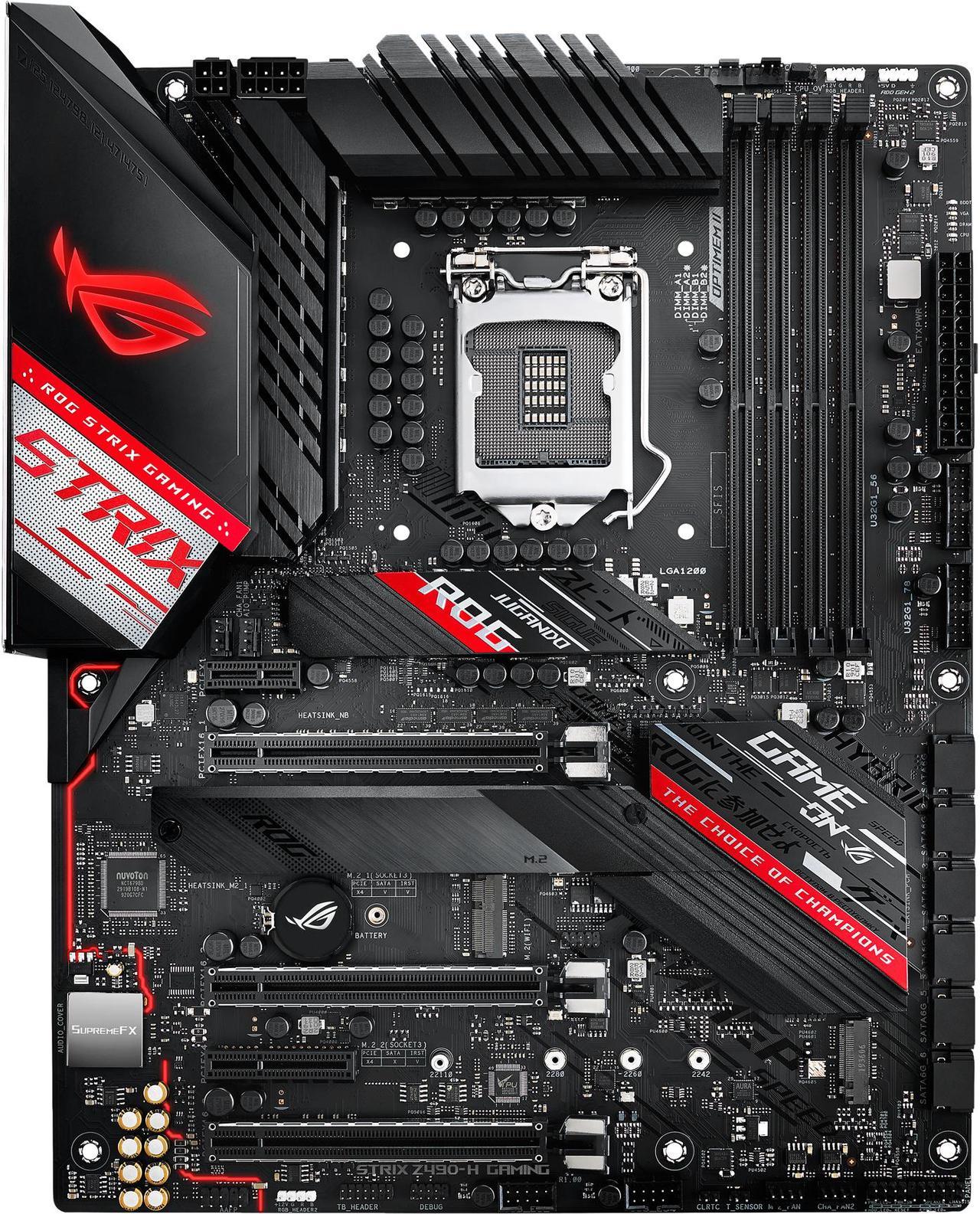 ASUS ROG STRIX Z490-H GAMING LGA 1200 (Intel 10th Gen) Intel Z490 SATA 6Gb/s ATX Intel Motherboard (12+2 Power Stages, DDR4 4600, Intel 2.5Gb Ethernet, USB 3.2 Gen 2, AURA Sync)