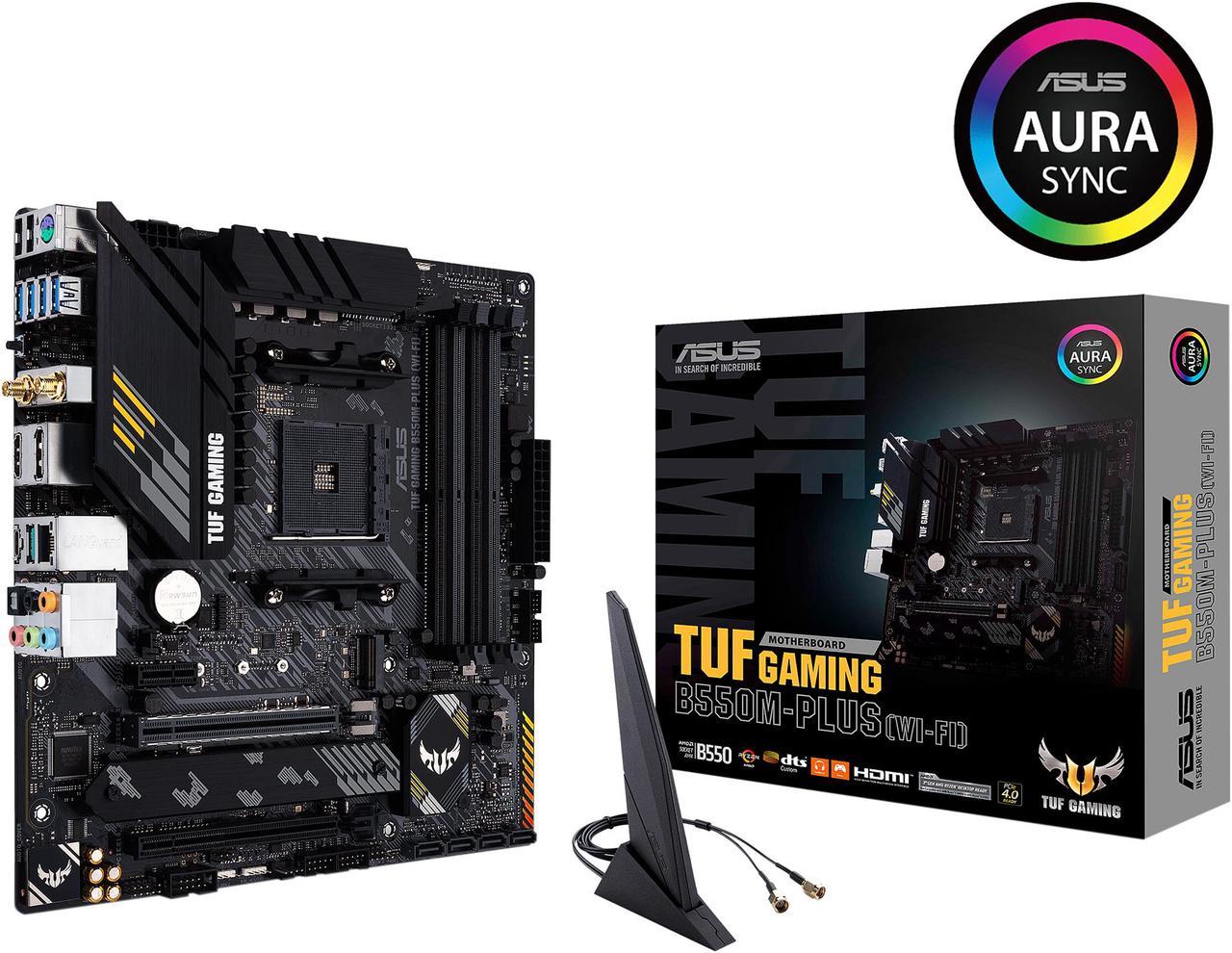 ASUS TUF GAMING B550M-PLUS (Wi-Fi) AMD AM4 (3rd Gen Ryzen) Micro ATX Gaming Motherboard (PCIe 4.0, 2.5Gb LAN, BIOS FlashBack, HDMI 2.1, USB 3.2 Gen 2, Addressable Gen 2 RGB Header and AURA Sync)