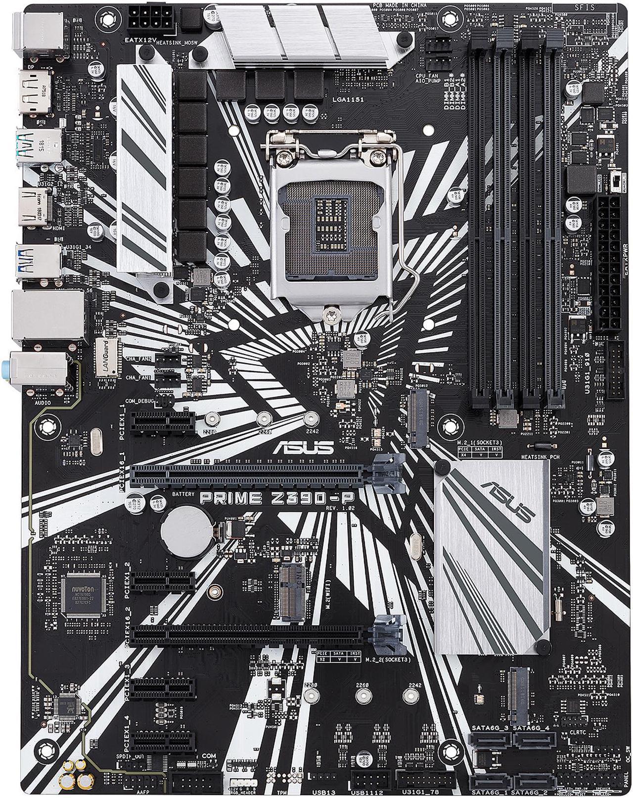 ASUS Prime Z390-P LGA 1151 (300 Series) Intel Z390 SATA 6Gb/s ATX Intel Motherboard for Cryptocurrency Mining (BTC) with Above 4G Decoding, 6 x PCIe Slot and USB 3.1 Gen2 - OEM