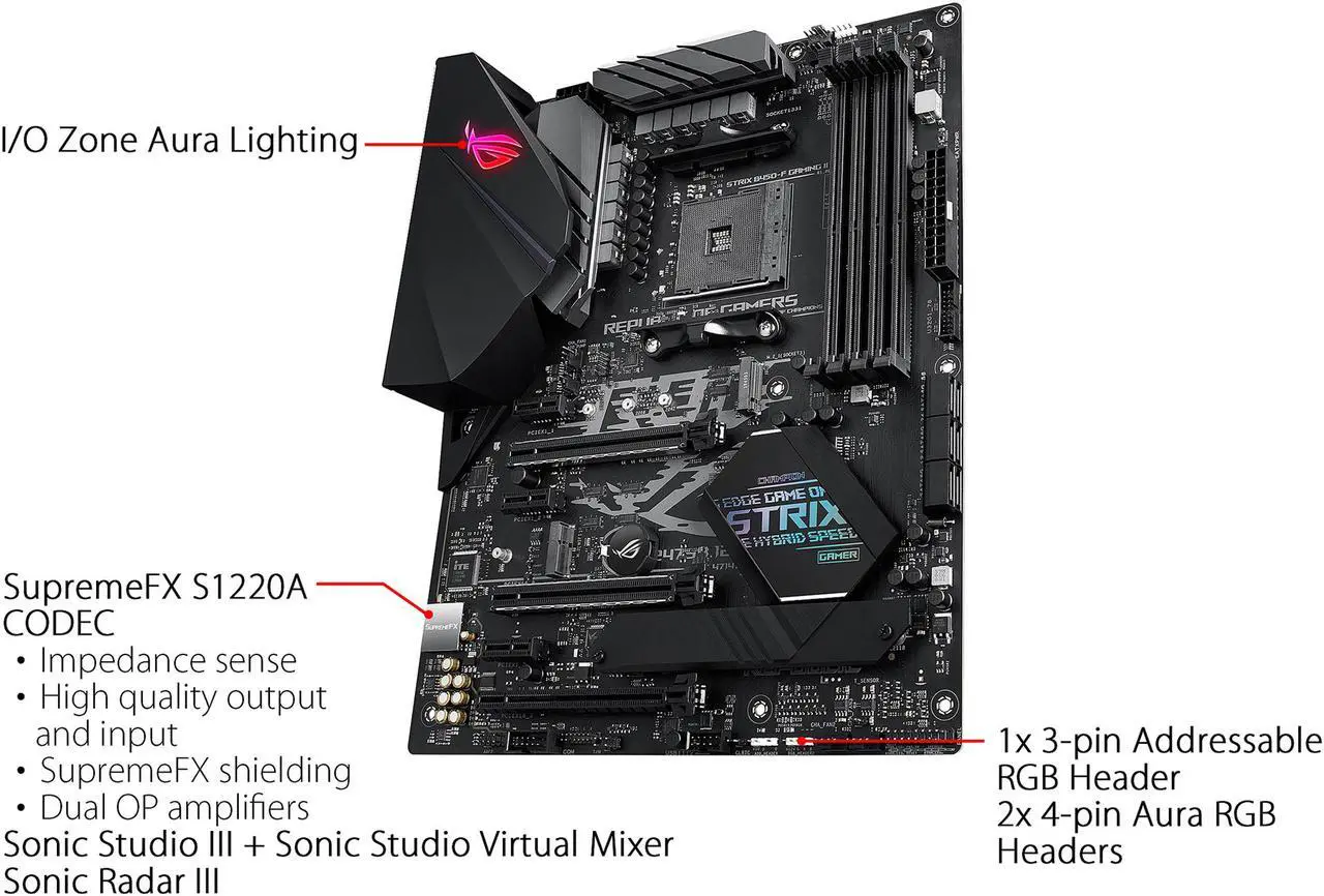 Alt view image 5 of 7 - ASUS ROG Strix B450-F Gaming II AMD AM4 (3rd Gen Ryzen) ATX Gaming Motherboard (8+4 Power Stages, HDMI 2.0b/DP, 2 x PCIe 3.0 x16, USB 3.2 Gen 2 Type A, USB Type-C, BIOS FlashBack, 256MB BIOS Flash ROM, AI Noise Canceling Microphone)