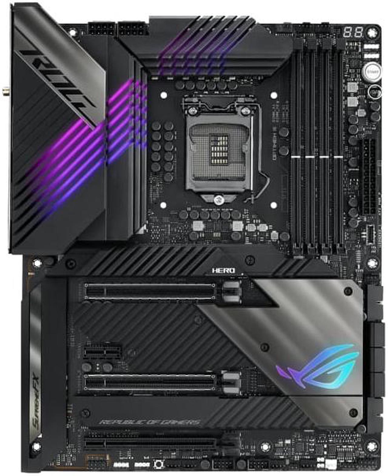 ASUS ROG Maximus XIII Hero (WiFi 6E) Z590 LGA 1200 (Intel 11th/10th Gen) ATX Gaming Motherboard (PCIe 4.0, 14+2 Power Stages, DDR4 5333+, Dual 2.5Gb LAN, Thunderbolt 4 Onboard, Bluetooth v5.2, Quad M.2/NVMe SSD, Aura RGB Lighting)