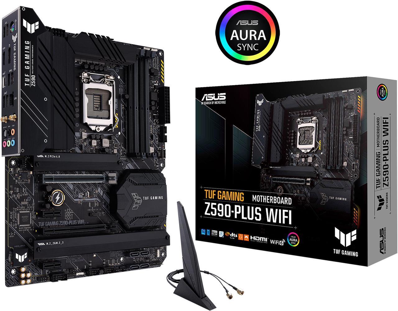 ASUS TUF Gaming Z590-Plus WiFi 6, LGA 1200 (Intel 11th/10th Gen) ATX Gaming Motherboard (PCIe 4.0, 3 x M.2/NVMe SSD, 14+2 Power Stages, USB 3.2 Gen 1 Front Panel Type-C, 2.5Gb LAN, Thunderbolt 4 Support, Aura RGB Lighting)