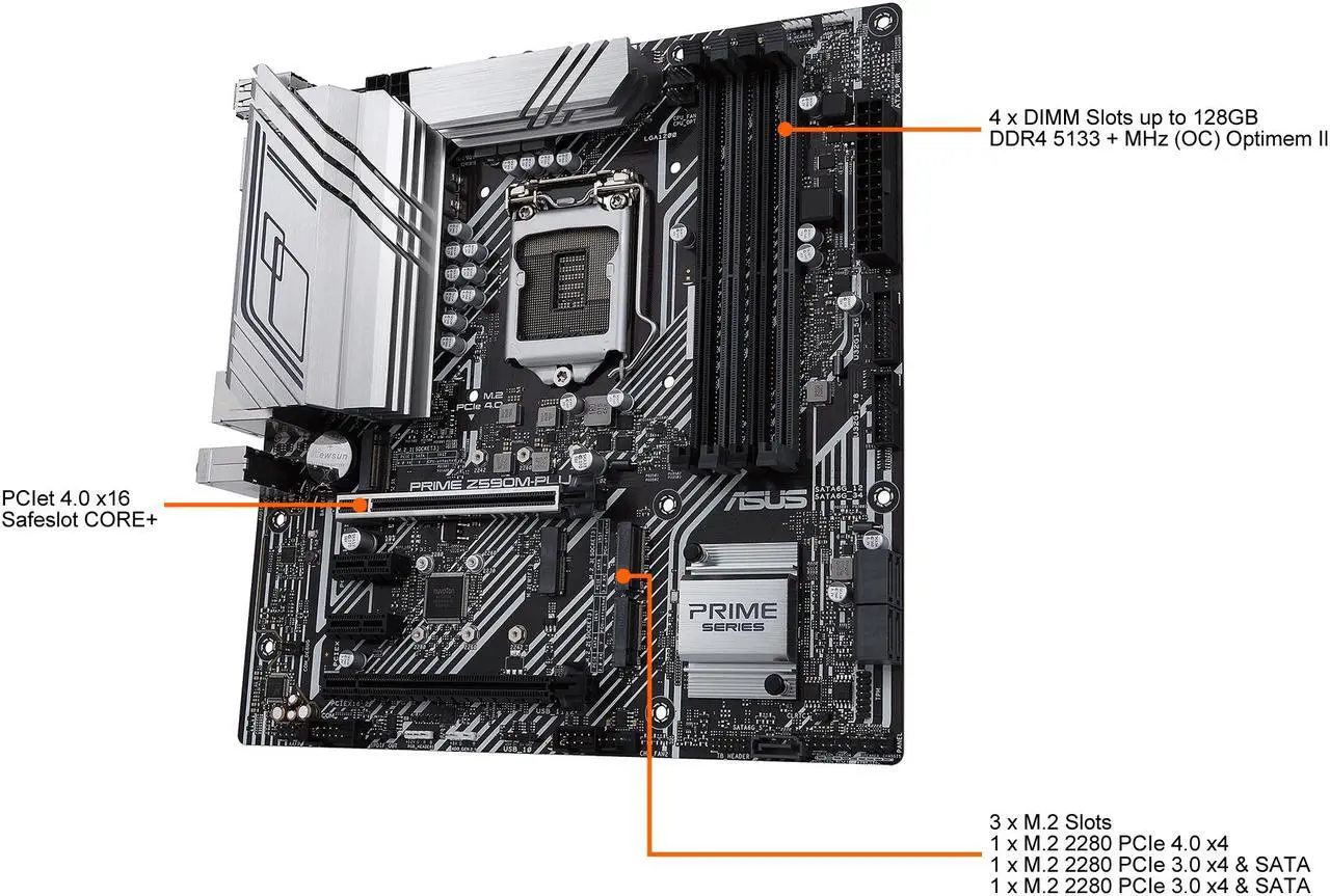 Alt view image 5 of 6 - ASUS PRIME Z590M-PLUS LGA 1200 Intel Z590 Micro ATX Intel Motherboard