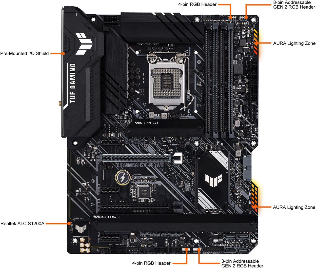 ASUS TUF GAMING H570-PRO WIFI LGA 1200 Intel H570 SATA 6Gb/s ATX Intel Motherboard