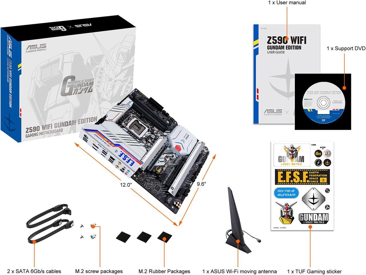 Alt view image 8 of 9 - ASUS Z590 WIFI GUNDAM EDITION LGA 1200 Intel Z590 ATX Intel Motherboard