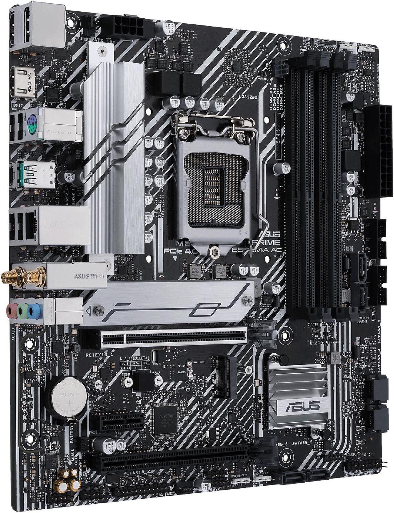 Alt view image 3 of 7 - ASUS PRIME B560M-A AC LGA 1200 Intel B560 Micro ATX Intel Motherboard