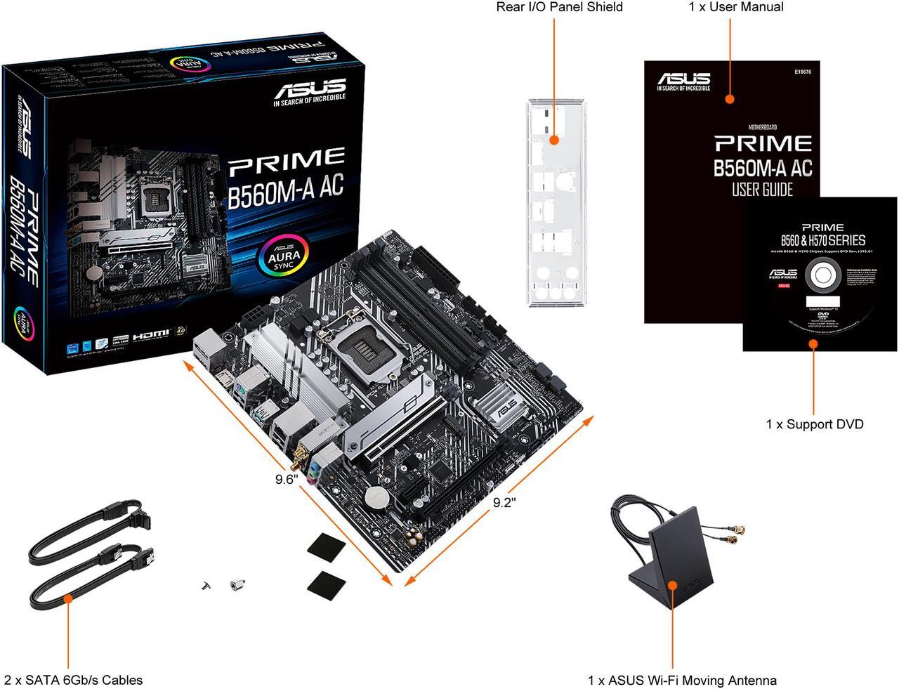Alt view image 6 of 7 - ASUS PRIME B560M-A AC LGA 1200 Intel B560 Micro ATX Intel Motherboard