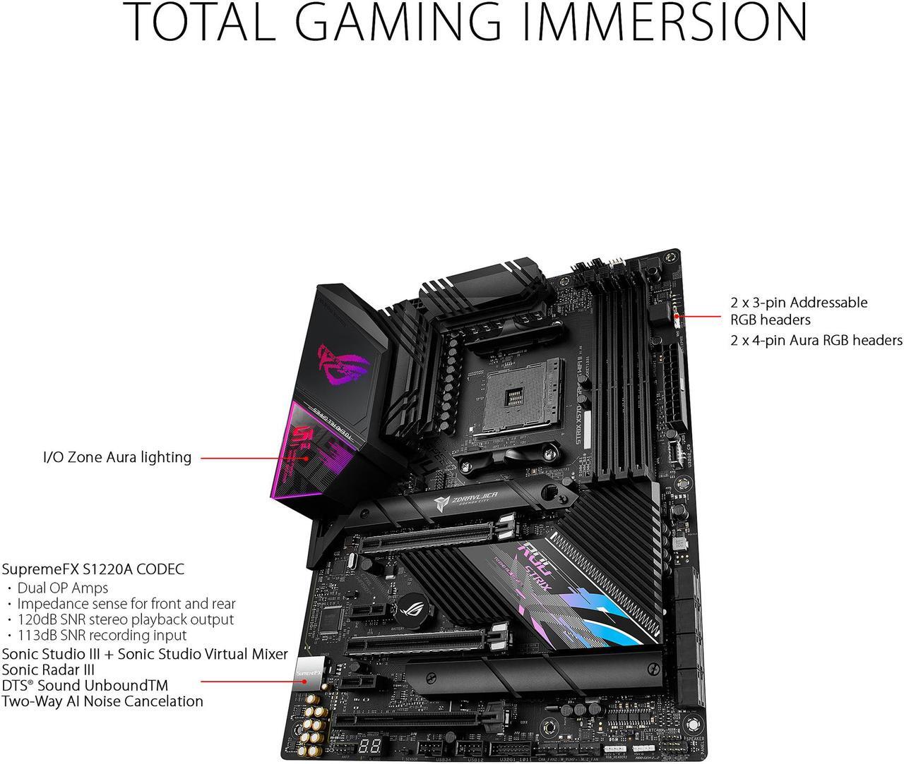 Alt view image 2 of 6 - ASUS ROG Strix X570-E Gaming WIFI II AMD AM4 X570S ATX Gaming Motherboard (PCIe 4.0, Passive PCH Heatsink, 12+4 Power Stages, WiFi 6E, 2.5 Gb LAN, Dual M.2 with Heatsinks, USB 3.2 Gen 2 Type C and Aura Sync RGB Lighting