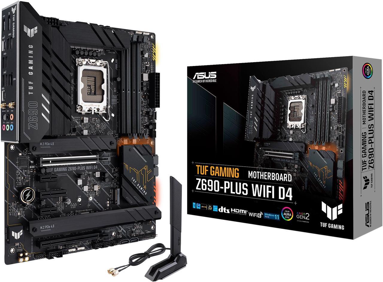 ASUS TUF Gaming Z690-Plus WiFi D4 LGA 1700(Intel®12th&13th Gen) ATX gaming motherboard(PCIe 5.0, DDR4,4xM.2/NVMe SSD,14+2 power stages,WiFi 6,Intel ® 2.5Gb LAN,front USB 3.2 Gen 2 Type-C®,Thunderbolt 4,Two-Way AI Noise Cancelation)