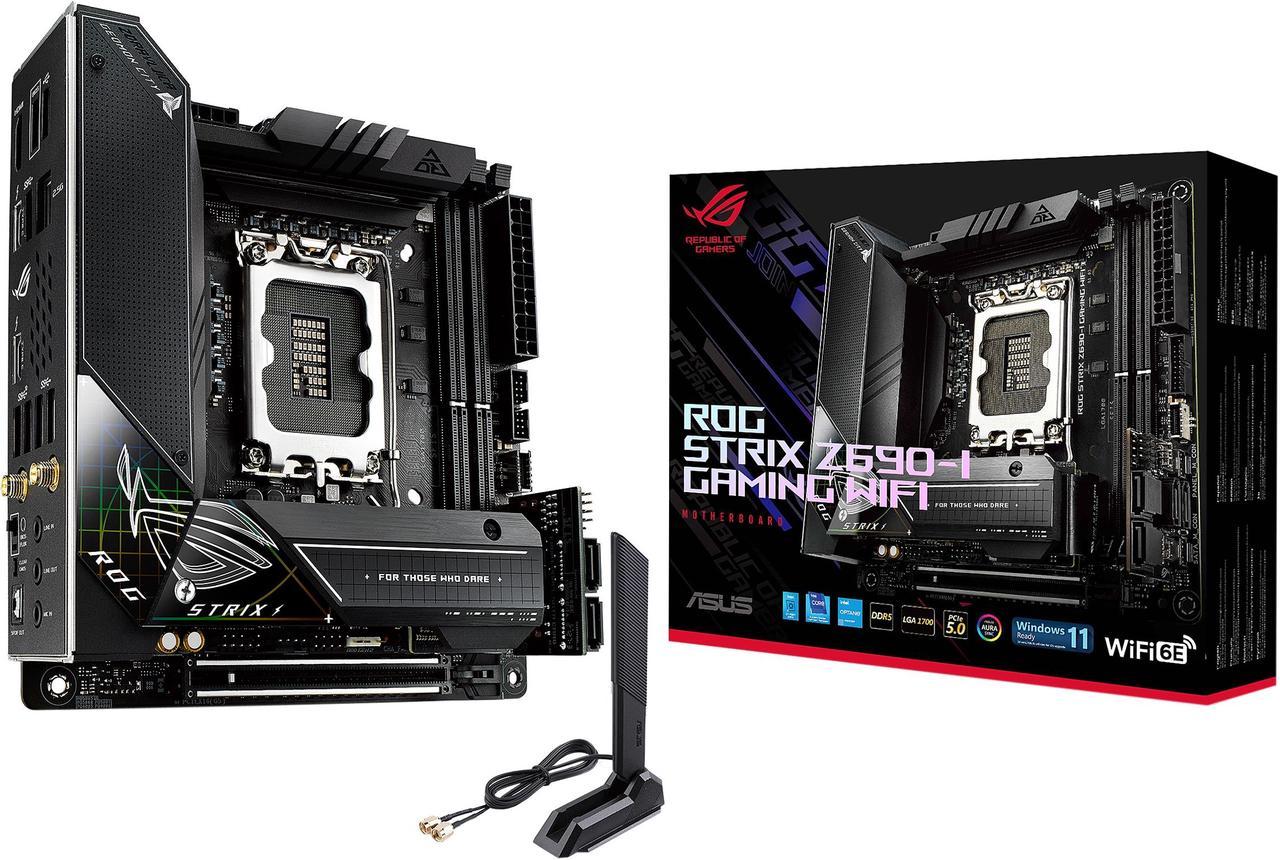 ASUS ROG Strix Z690-I Gaming WiFi 6E LGA 1700 (Intel® 12th&13th&14th Gen) mini-ITX gaming motherboard (PCIe 5.0,DDR5,10 layer PCB,10+1 power stages,Thunderbolt 4 Onboard,Intel® 2.5 Gb LAN,USB 3.2 Gen 2x2 front panel Type-C)