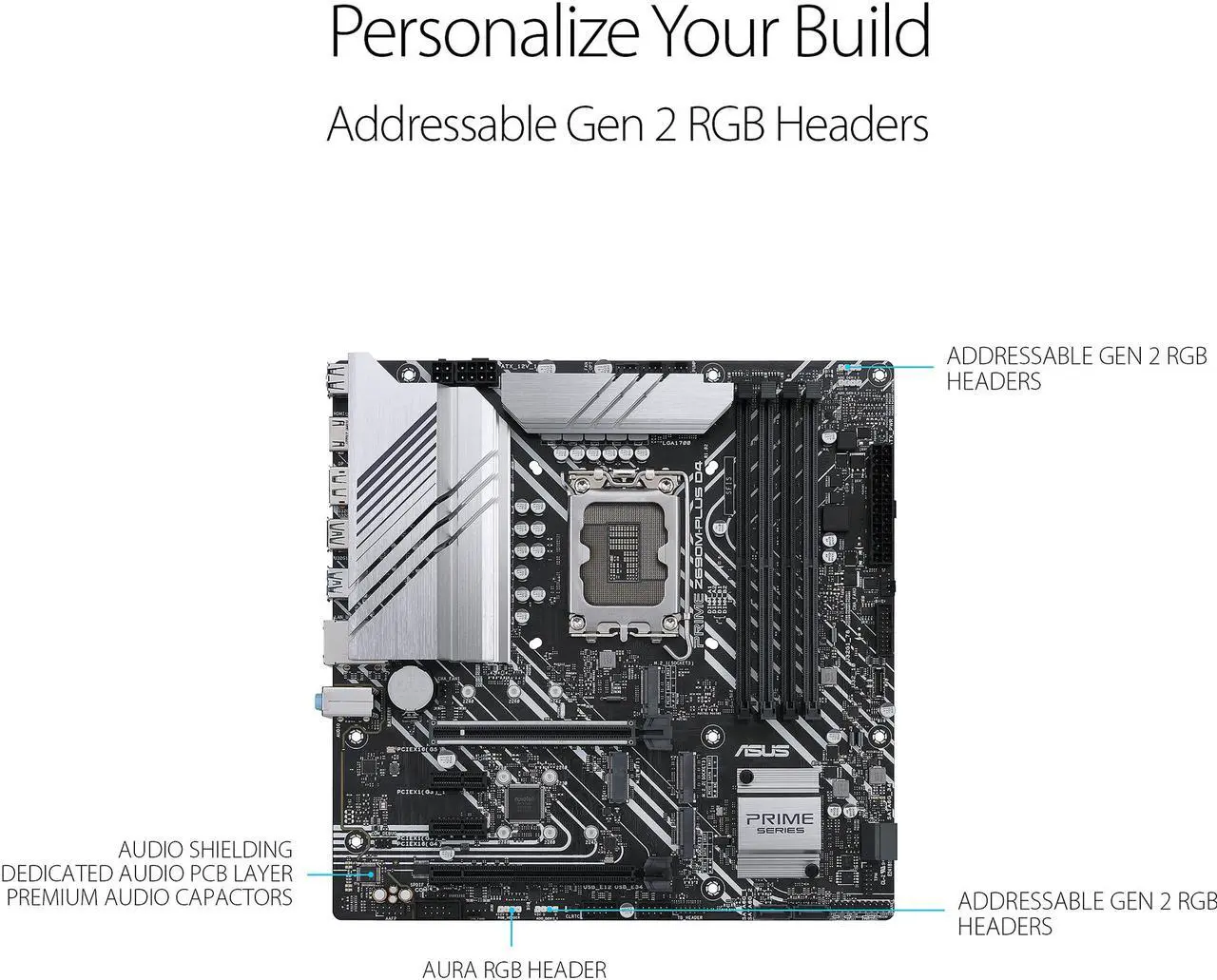 Alt view image 3 of 6 - ASUS Prime Z690M-Plus D4 LGA 1700(Intel® 12th&13th Gen) microATX motherboard (PCIe 5.0,DDR4,10+1 Power Stages,3x M.2,1Gb LAN,USB 3.2 Gen 2x2 Type-C®,front USB 3.2 Gen 1 Type-C®connector,Thunderbolt™ 4 support,Arua Sync)