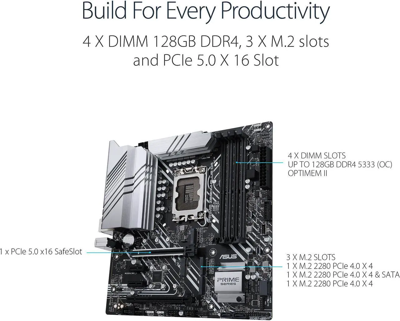 Alt view image 5 of 6 - ASUS Prime Z690M-Plus D4 LGA 1700(Intel® 12th&13th Gen) microATX motherboard (PCIe 5.0,DDR4,10+1 Power Stages,3x M.2,1Gb LAN,USB 3.2 Gen 2x2 Type-C®,front USB 3.2 Gen 1 Type-C®connector,Thunderbolt™ 4 support,Arua Sync)