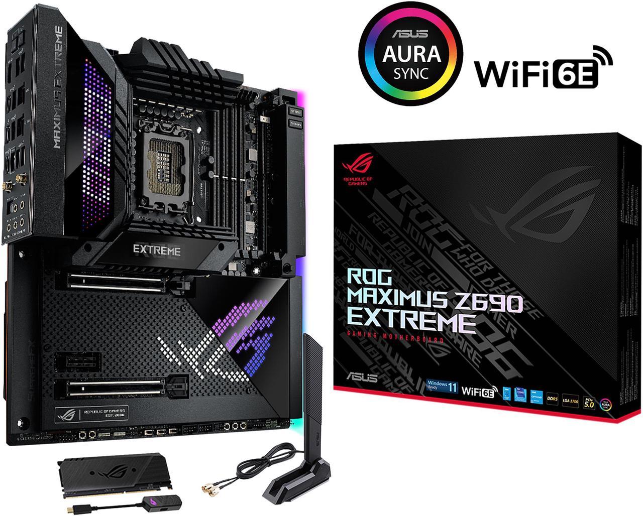 ASUS ROG Maximus Z690 Extreme (WiFi 6E) LGA 1700(Intel®12th&13th Gen) EATX gaming motherboard (PCIe 5.0, DDR5,24+1 105A power stages,5x M.2,1xPCIe 5.0 M.2,10Gb&2.5Gb LAN,2xThunderbolt 4 onboard, AniMe Matrix LED.)