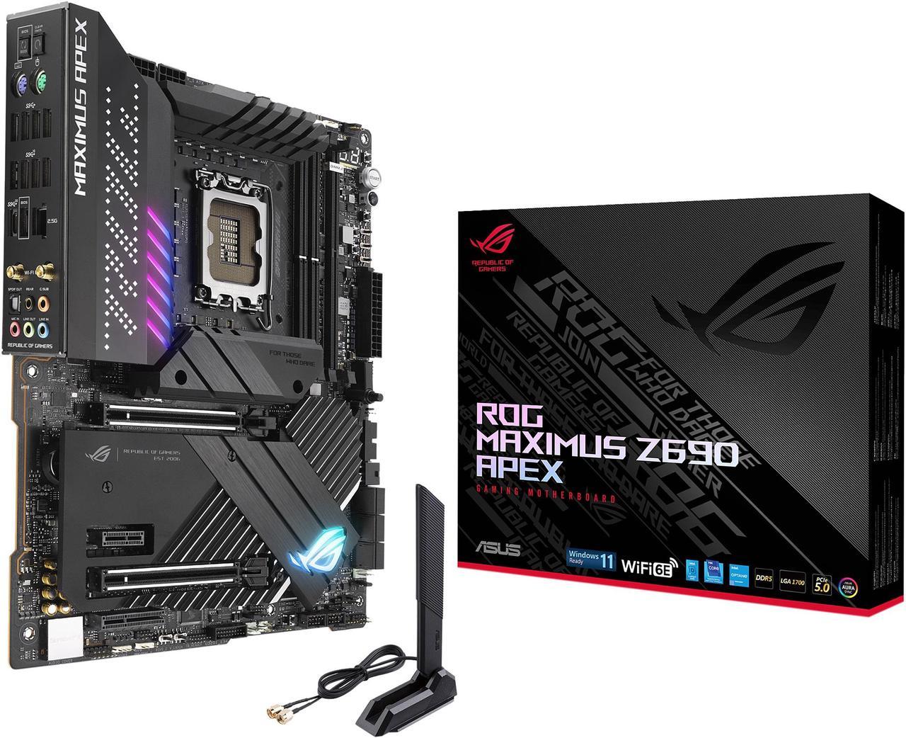 ASUS ROG Maximus Z690 Apex (WiFi 6E) LGA 1700(Intel®12th&13th Gen) ATX gaming motherboard (PCIe® 5.0, DDR5,24+0 power stages,DDR5,5x M.2,1xPCIe 5.0 M.2,USB 3.2 Gen 2x2 front-panel connector with Quick Charge 4+ Support)