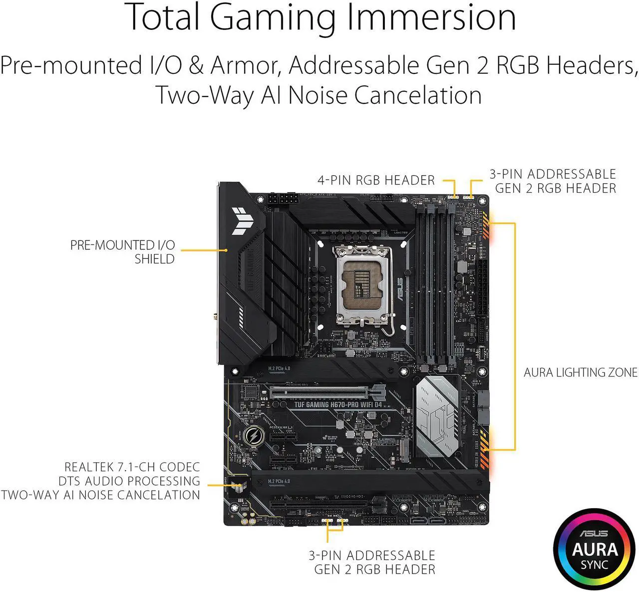 Alt view image 5 of 7 - ASUS TUF GAMING H670-PRO WIFI D4 LGA 1700 (Intel 12th &13th Gen) ATX Gaming Motherboard (PCIe 5.0, DDR4, 14+1 DrMOS, 4xPCIe 4.0 M.2 Slots, WiFi 6, 2.5 Gb LAN, Front USB 3.2 Gen 1 Type-C)