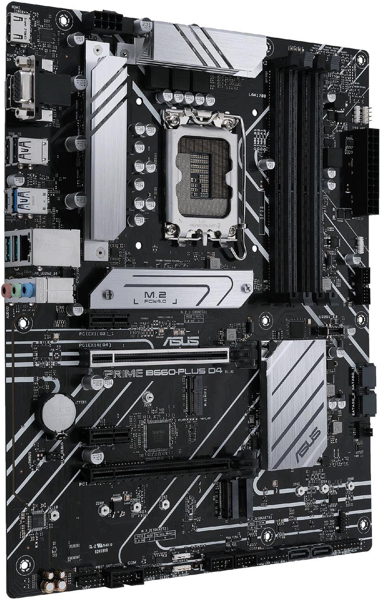 Alt view image 2 of 7 - ASUS PRIME B660-PLUS D4 LGA 1700 (Intel 12th & 13th Gen) ATX Motherboard (PCIe 4.0, DDR4, 3xM.2 slots, 2.5Gb LAN, rear USB 3.2 Gen 2x2 Type-C, front USB 3.2 Gen 1 Type-C)