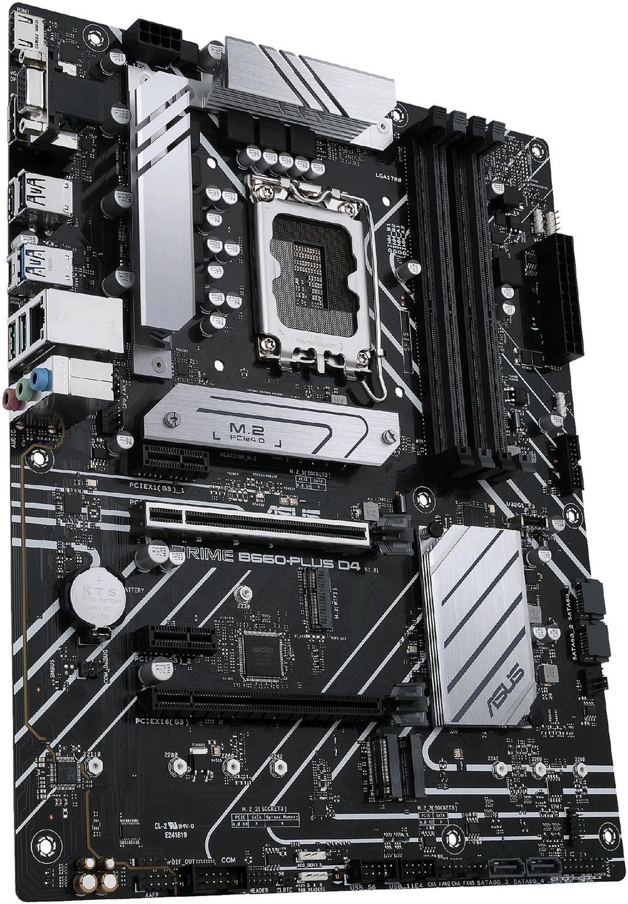 Alt view image 4 of 7 - ASUS PRIME B660-PLUS D4 LGA 1700 (Intel 12th & 13th Gen) ATX Motherboard (PCIe 4.0, DDR4, 3xM.2 slots, 2.5Gb LAN, rear USB 3.2 Gen 2x2 Type-C, front USB 3.2 Gen 1 Type-C)