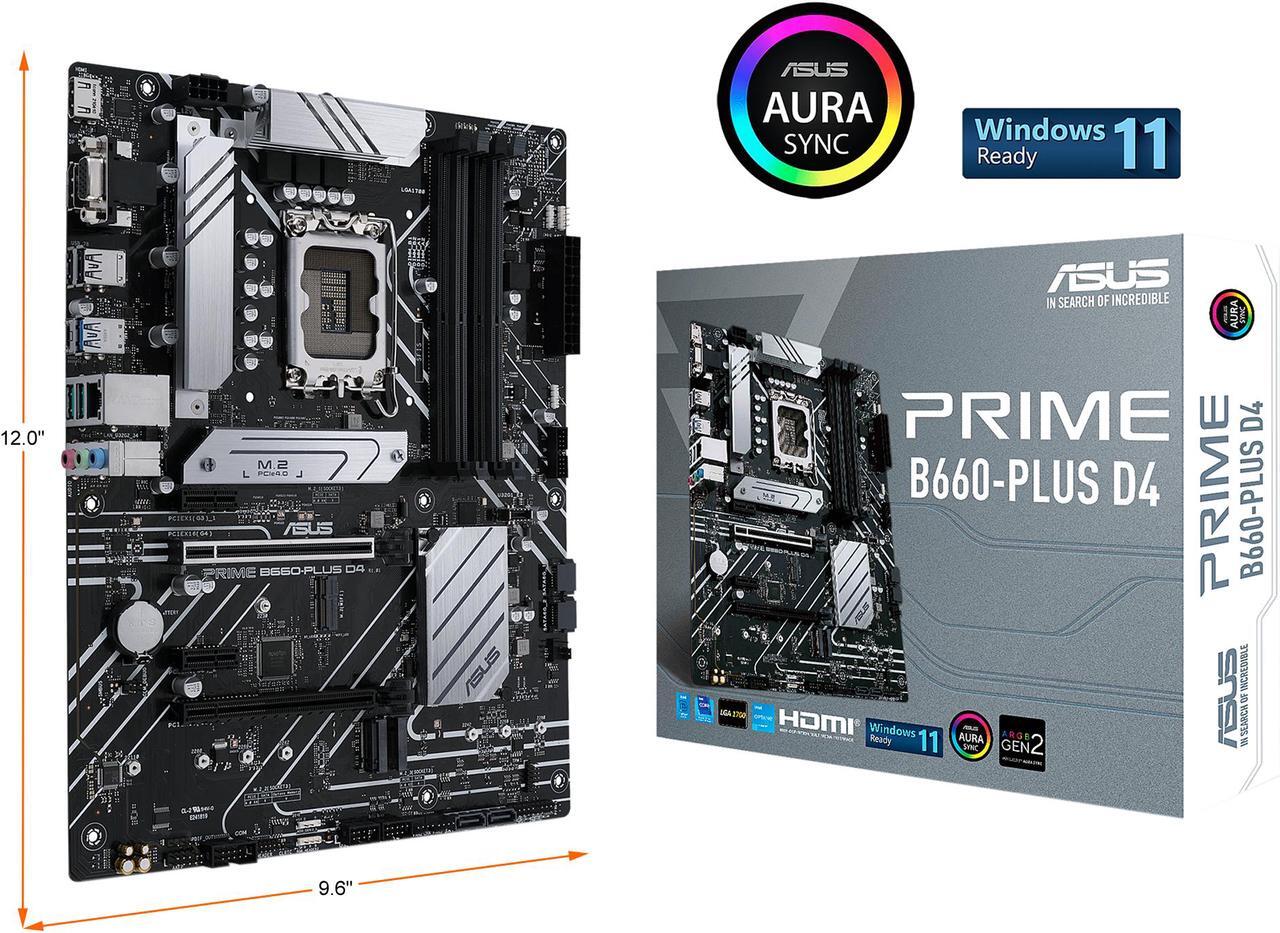 Alt view image 7 of 7 - ASUS PRIME B660-PLUS D4 LGA 1700 (Intel 12th & 13th Gen) ATX Motherboard (PCIe 4.0, DDR4, 3xM.2 slots, 2.5Gb LAN, rear USB 3.2 Gen 2x2 Type-C, front USB 3.2 Gen 1 Type-C)