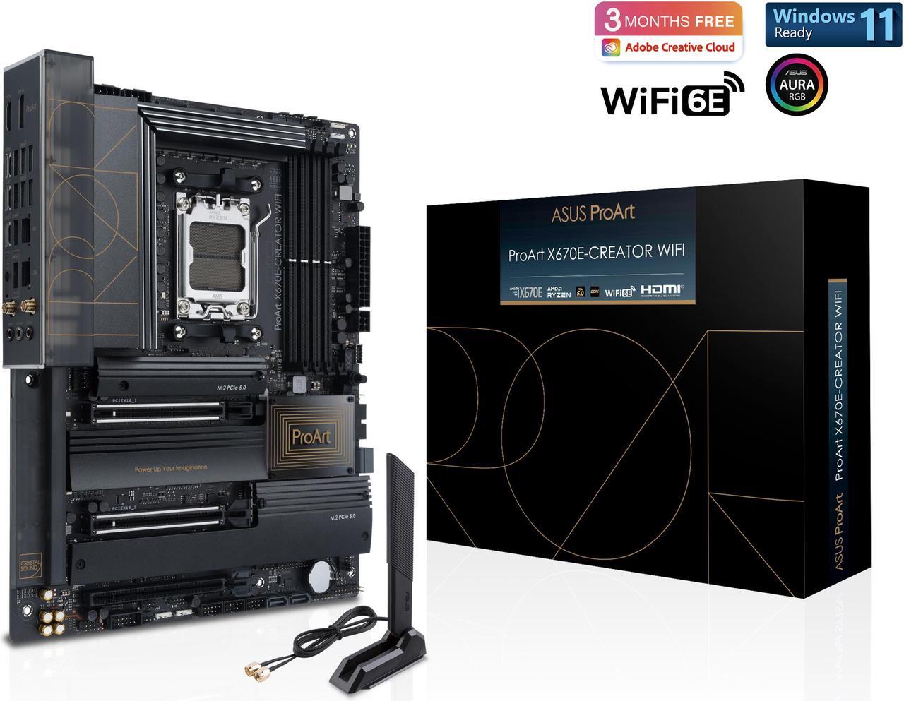 Alt view image 2 of 8 - ASUS ProArt X670E-CREATOR WIFI AMD X670 AM5 Ryzen Desktop 9000 8000 & 7000 ATX motherboard, 16+2 power stages, PCIe 5.0 ready, DDR5 support, USB4, 10 Gb & 2.5 Gb LAN, WiFi 6E, four M.2 slots