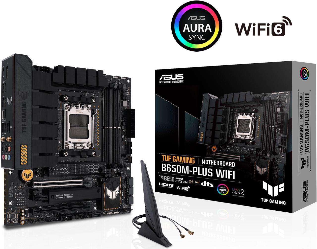 ASUS TUF GAMING B650M-PLUS WIFI Socket AM5 (LGA 1718) Ryzen 7000 mATX gaming motherboard(14 power stages, PCIe 5.0 M.2 support, DDR5 memory, 2.5 Gb Ethernet, WiFi 6, USB4  support and Aura Sync)