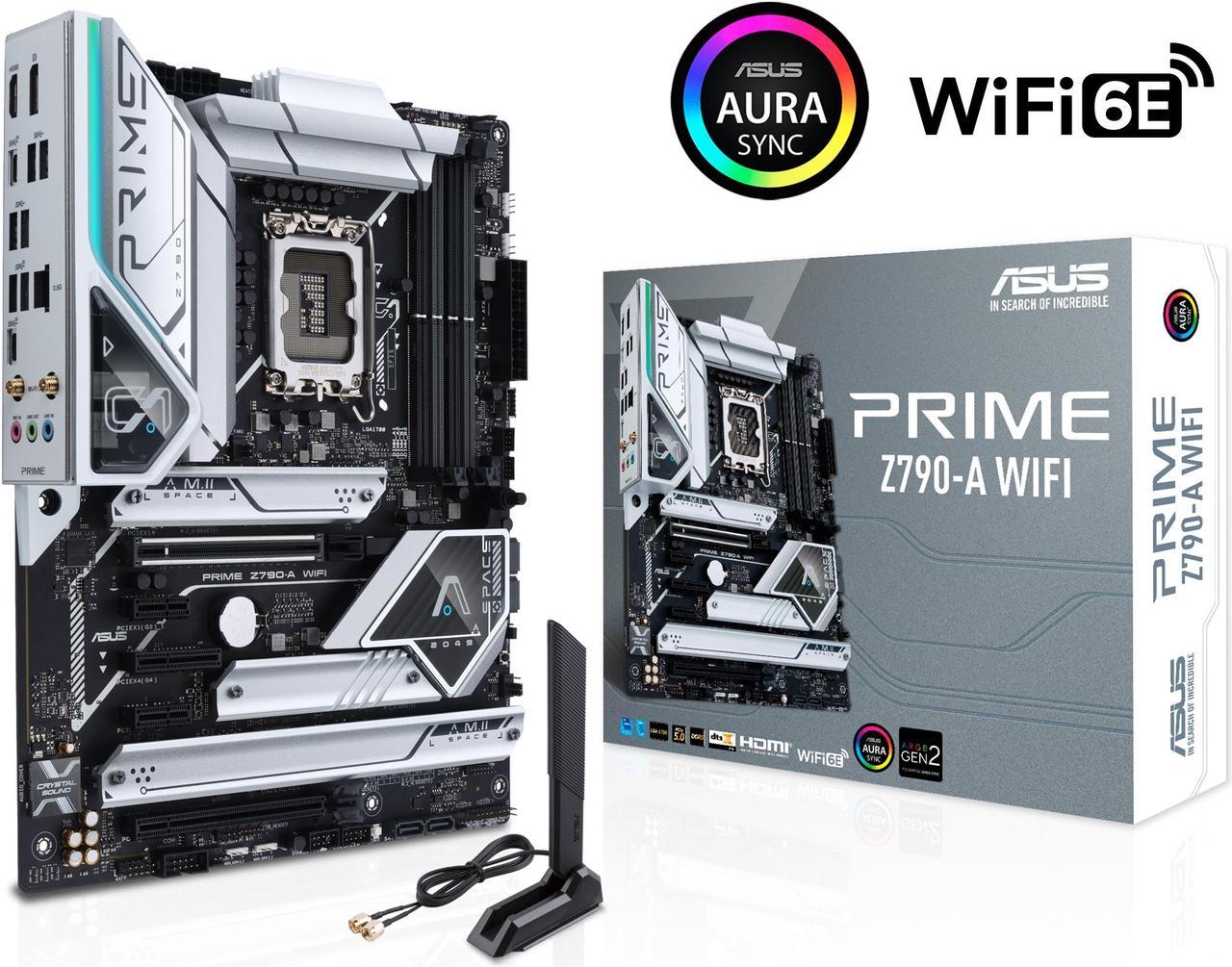 ASUS Prime Z790-A WiFi 6E LGA 1700(Intel®14th &13th&12th Gen) ATX motherboard (16+1 DrMOS,PCIe 5.0,DDR5,4x M.2 slots,Intel® 2.5 Gb LAN,USB 3.2 Gen 2 front panel Type-C,Thunderbolt™ 4(USB4),DP,Aura Sync RGB lighting)