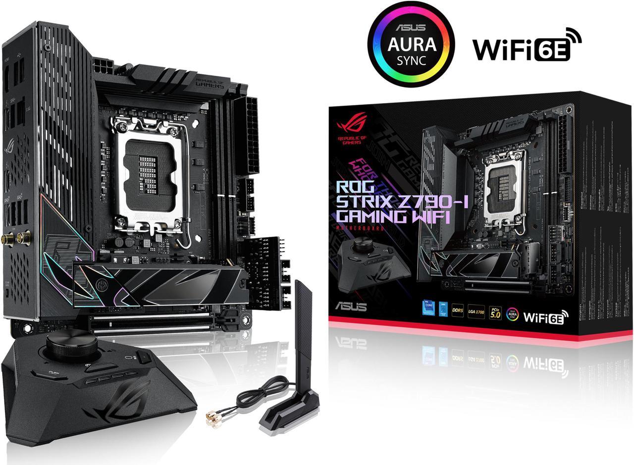 ASUS ROG Strix Z790-I Gaming WiFi 6E LGA 1700 (Intel 14th & 13th & 12th Gen) mini-ITX gaming motherboard (PCIe 5.0,DDR5,10+1 power stages,Thunderbolt 4,2.5 Gb LAN,USB 3.2 Gen 2x2 front panel Type-C, 2x M.2/NVMe SSD)