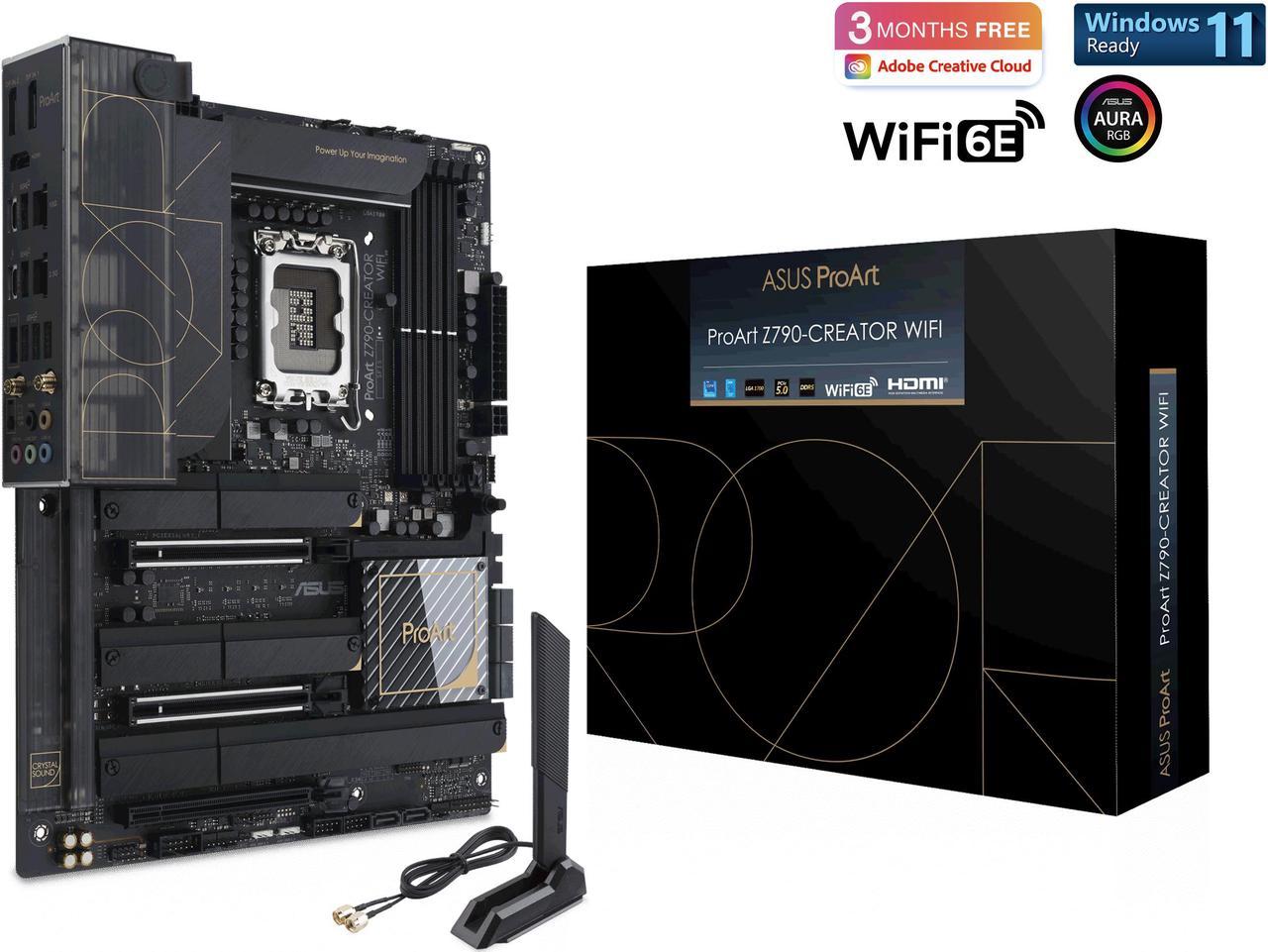 ASUS ProArt Z790-Creator WiFi 6E LGA 1700(Intel 14th & 13th & 12th Gen) ATX content creator motherboard(PCIe 5.0,DDR5,2x Thunderbolt 4 Type-C ports,10G&2.5G LAN,4xM.2/NVMe SSD,front panel USB 3.2 Gen2x2 Type-C ports with 60W fast charging