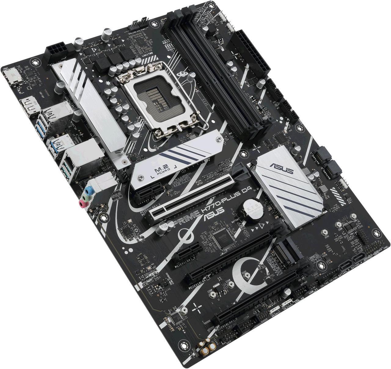 Alt view image 3 of 6 - ASUS Prime H770-PLUS D4 Intel H770( 13th and 12th Gen) LGA 1700 ATX motherboard with PCIe 5.0, 3xPCIe 4.0 M.2 slots, DDR4, 2.5Gb LAN, DisplayPort, HDMI, USB 3.2 Gen 2 Type-C, Thunderbolt™ (USB4) support, Aura Sync