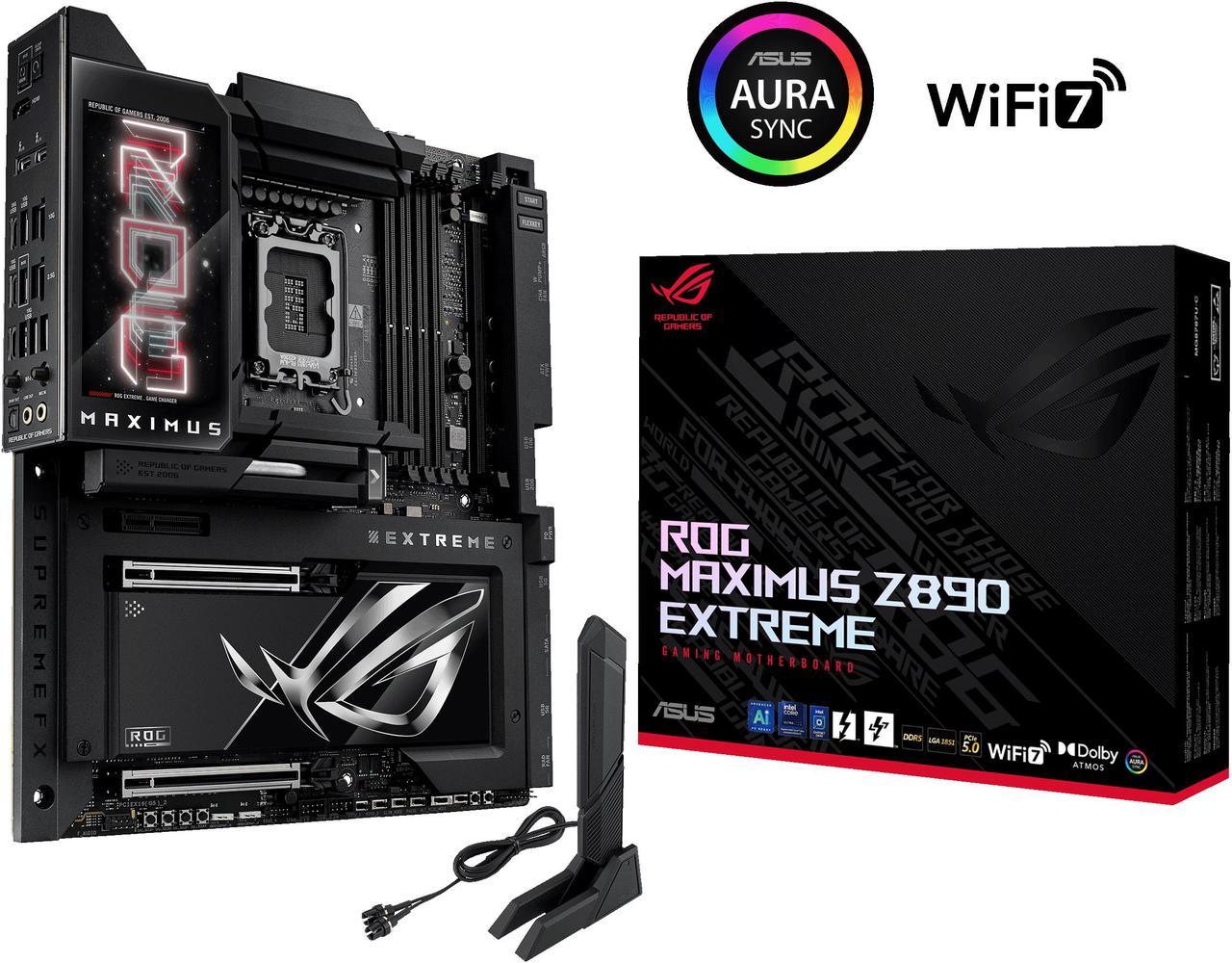 ASUS ROG MAXIMUS Z890 EXTREME Intel® Z890 LGA 1851 E-ATX motherboard, Advanced AI PC-ready, 24+2+1+2 stages, DDR5, WiFi7, 2.5G/10G LAN, PCIe® 5.0 M.2, Thunderbolt™ 5, USB Type-C®, AI OC, 5” LCD Screen