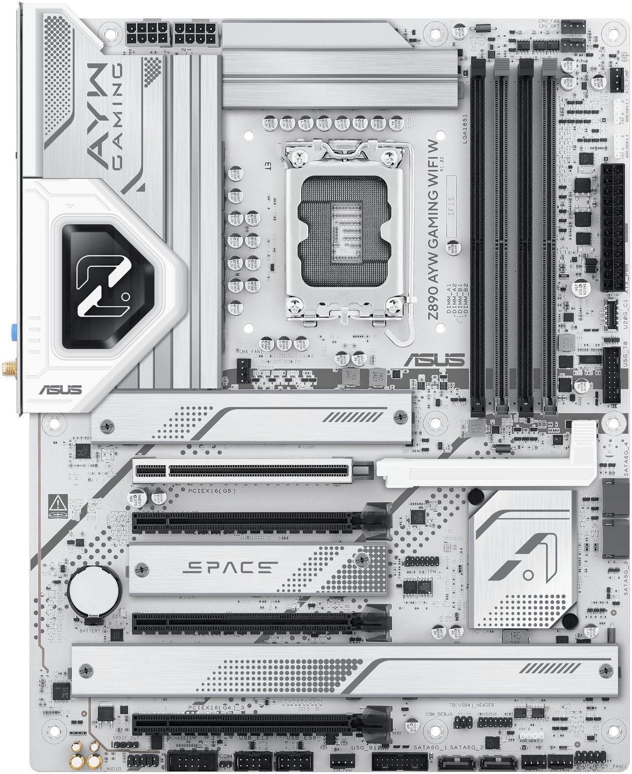 Alt view image 3 of 11 - ASUS Z890 AYW GAMING WIFI W ATX Z890 motherboard, Intel Core Ultra Series 2 Ready, Advanced AI PC-ready, 16+1+2+1 stages, DDR5, PCIe 5.0, Thunderbolt 4, USB Type-C, 4 x M.2, Wi-Fi 7,  2.5Gb LAN